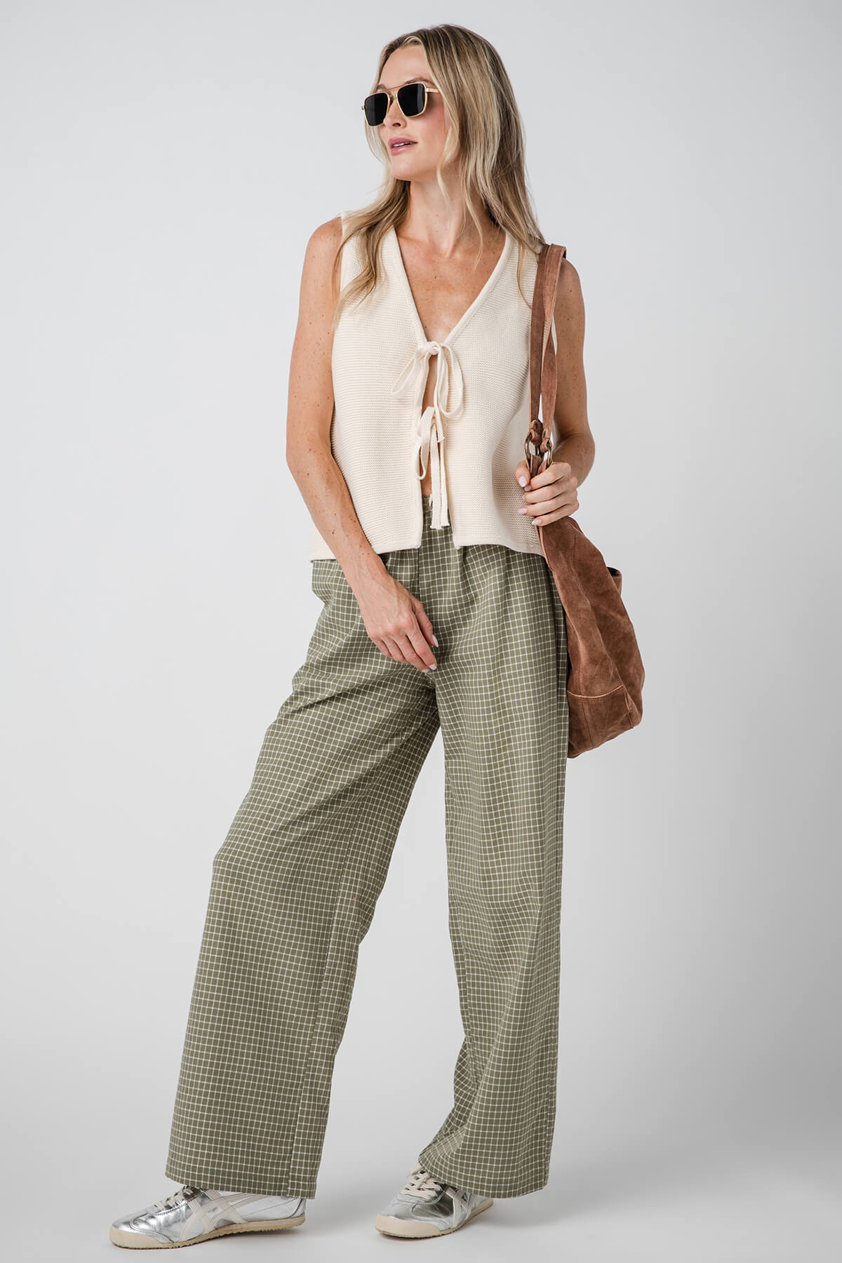 Stylish Buttermelon Drawstring Checkered Pants for Women - Casual Summer Lounge Pants with Elastic Waist - Perfect for Yoga, Travel & Home Comfort