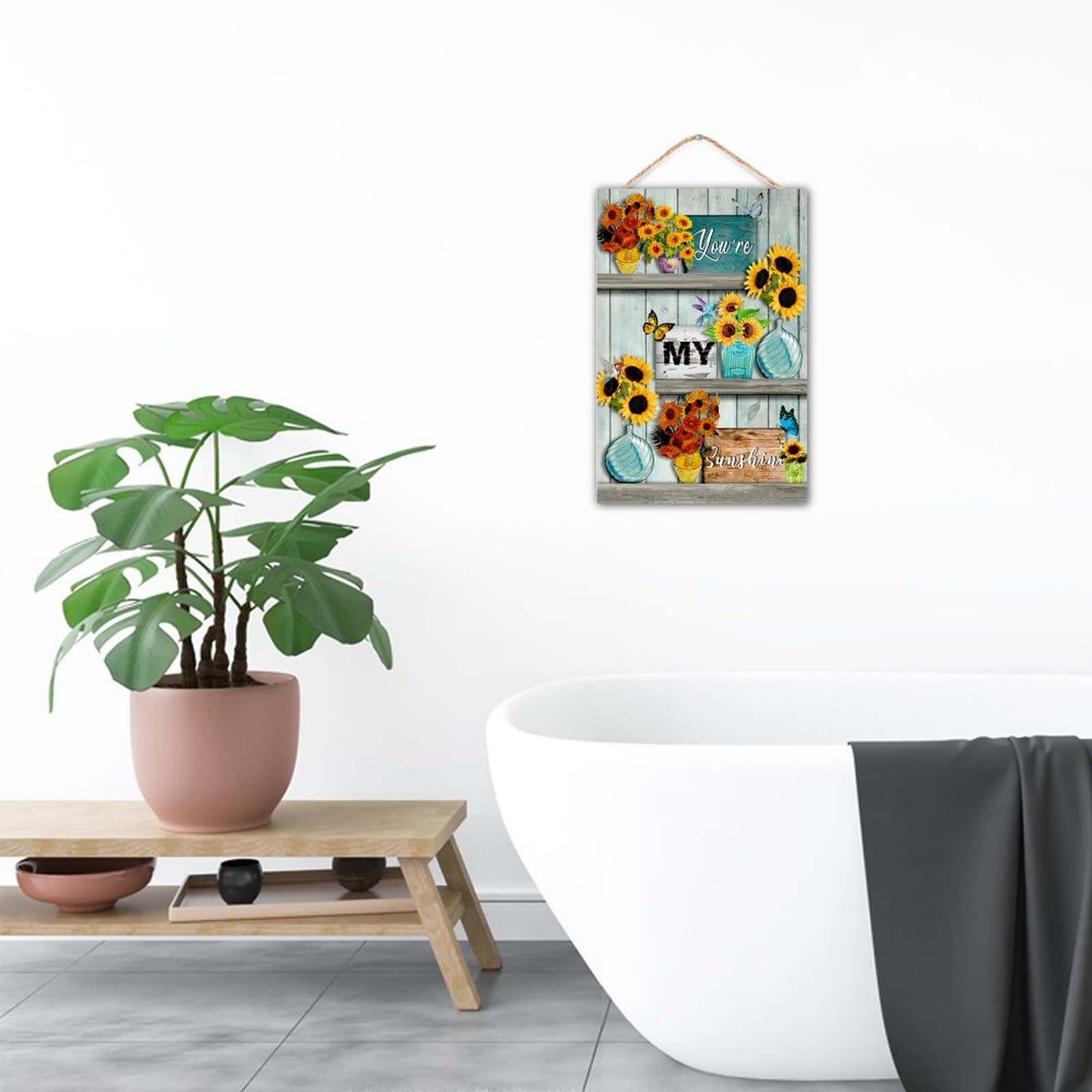 You Are My Sunshine Sunflower Rustic Wood Wall Sign - 8x12 Inch Farmhouse Decor for Nursery, Bedroom, Living Room - Perfect for Home, Wedding & Gift Giving
