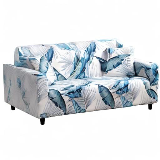 HOOBUY Stretch Sofa Cover for 3 Cushion Couch - Printed Slipcover with 2 Free Pillow Cases (Fits 3-Seater/Large 2-Seater Couches) - Perfect for Living Room, Family Room & Home Decor Protection