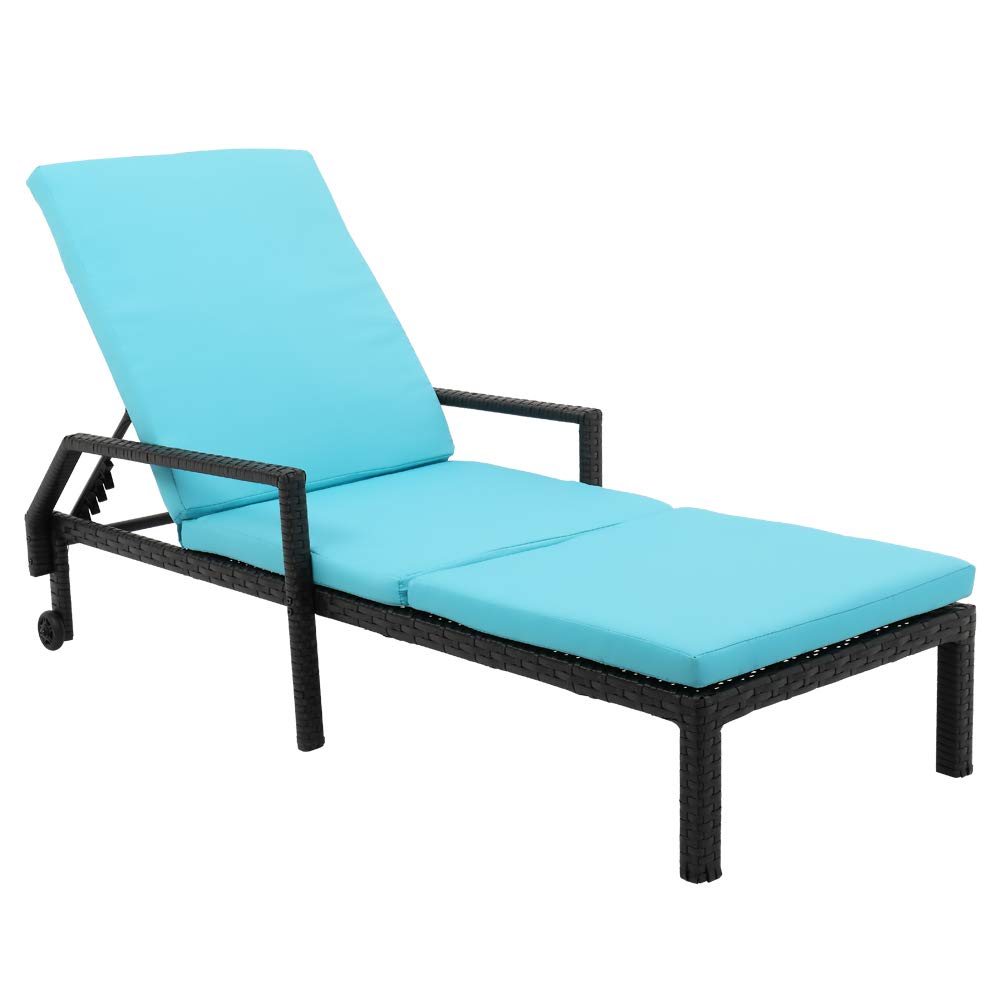 **Ochine Patio Lounge Chair Set - 2-Piece Outdoor Chaise Lounge with Cushions, PE Rattan & Steel Frame, Wheels for Easy Moving - Perfect for Poolside, Backyard, Garden, Porch, and Patio Relaxation**