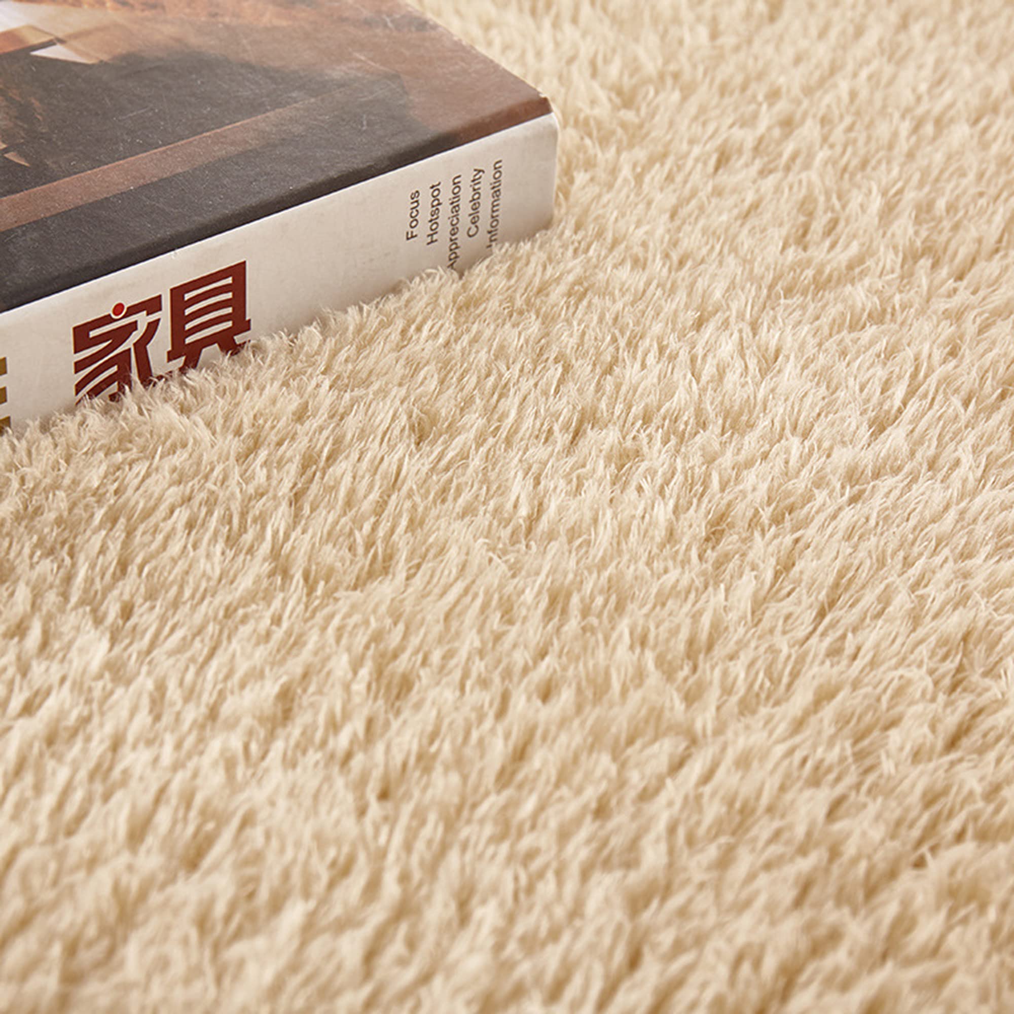 Modern Plush Round Area Rug - Ultra Soft & Non-Skid Indoor Carpet for Living Room, Bedroom & Nursery - 200cm Khaki Floor Mat Perfect for Sofa, Bedside & Kids Play Area