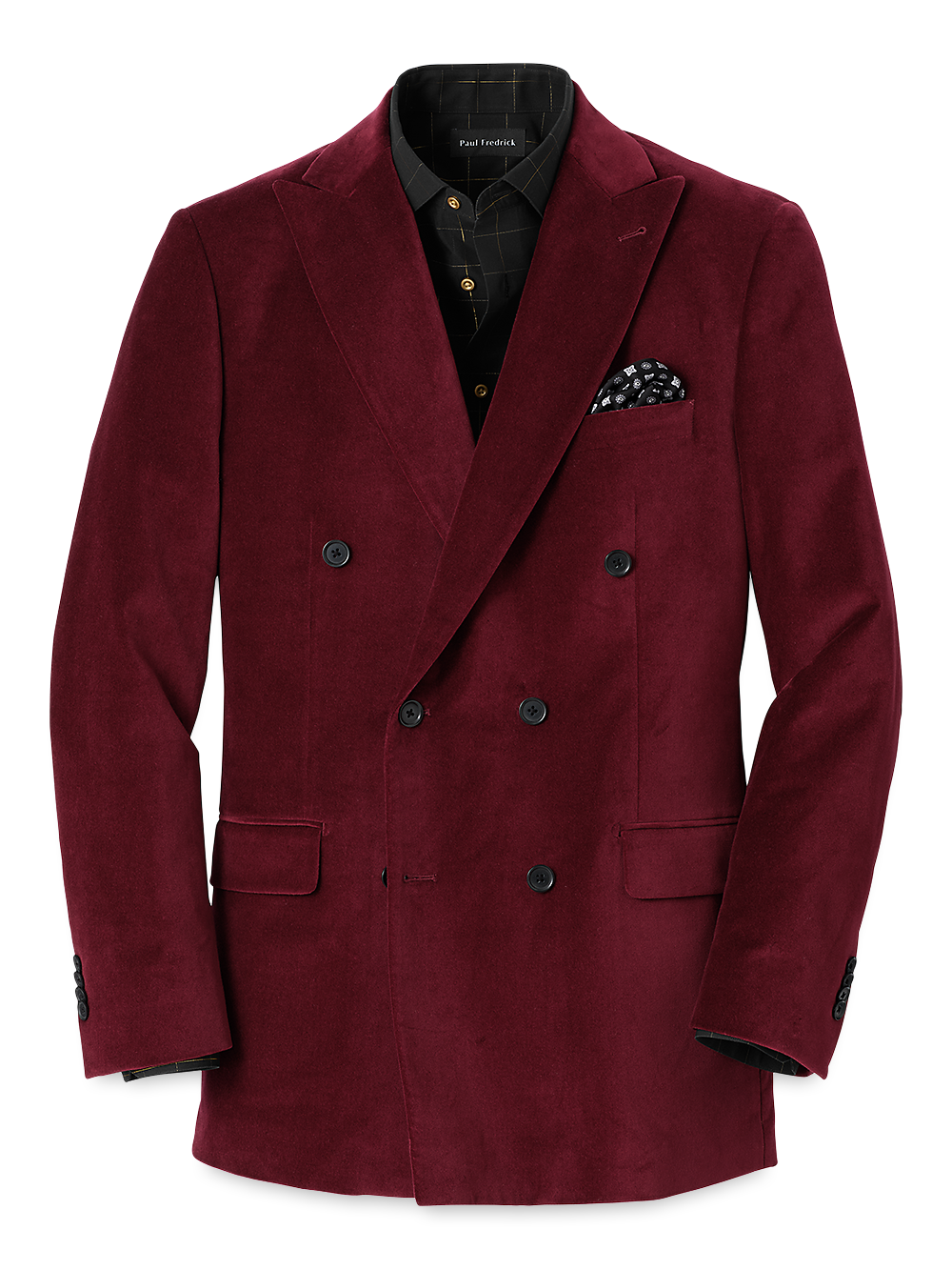 Luxury Velvet Double Breasted Peak Lapel Blazer Jacket for Men - Burgundy Wine Color - Perfect for Weddings, Parties & Formal Events