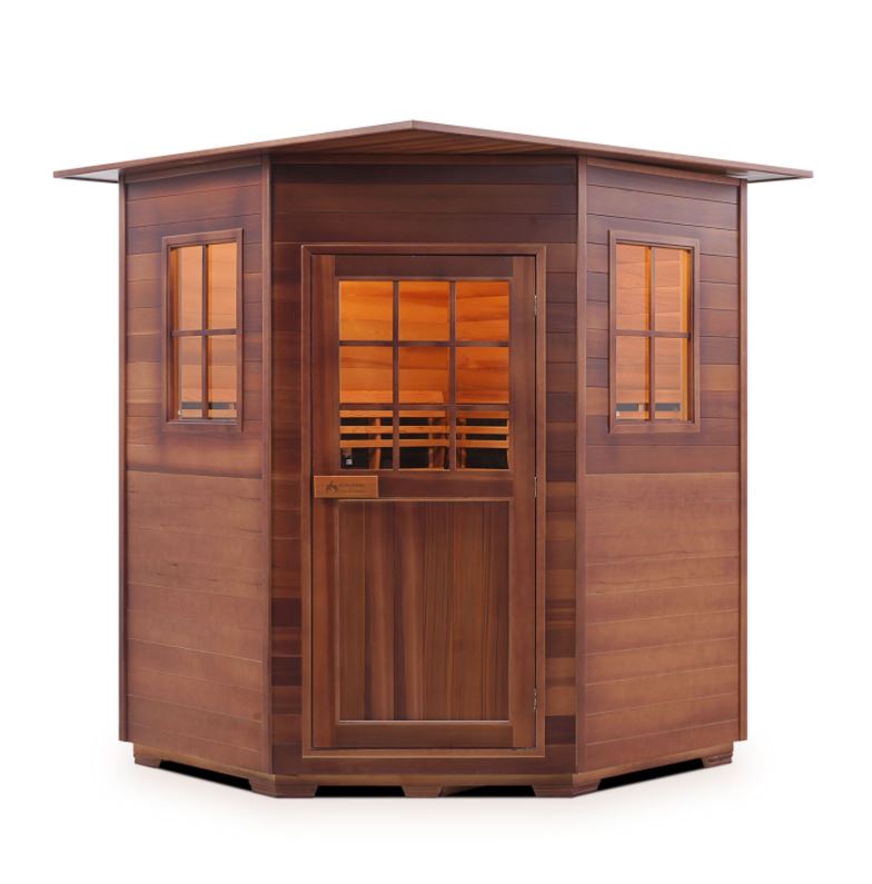 Enlighten Sauna Sierra 4-Person Full Spectrum Infrared Sauna for Indoor & Outdoor Use - Perfect for Home Spa, Wellness Therapy, and Relaxation