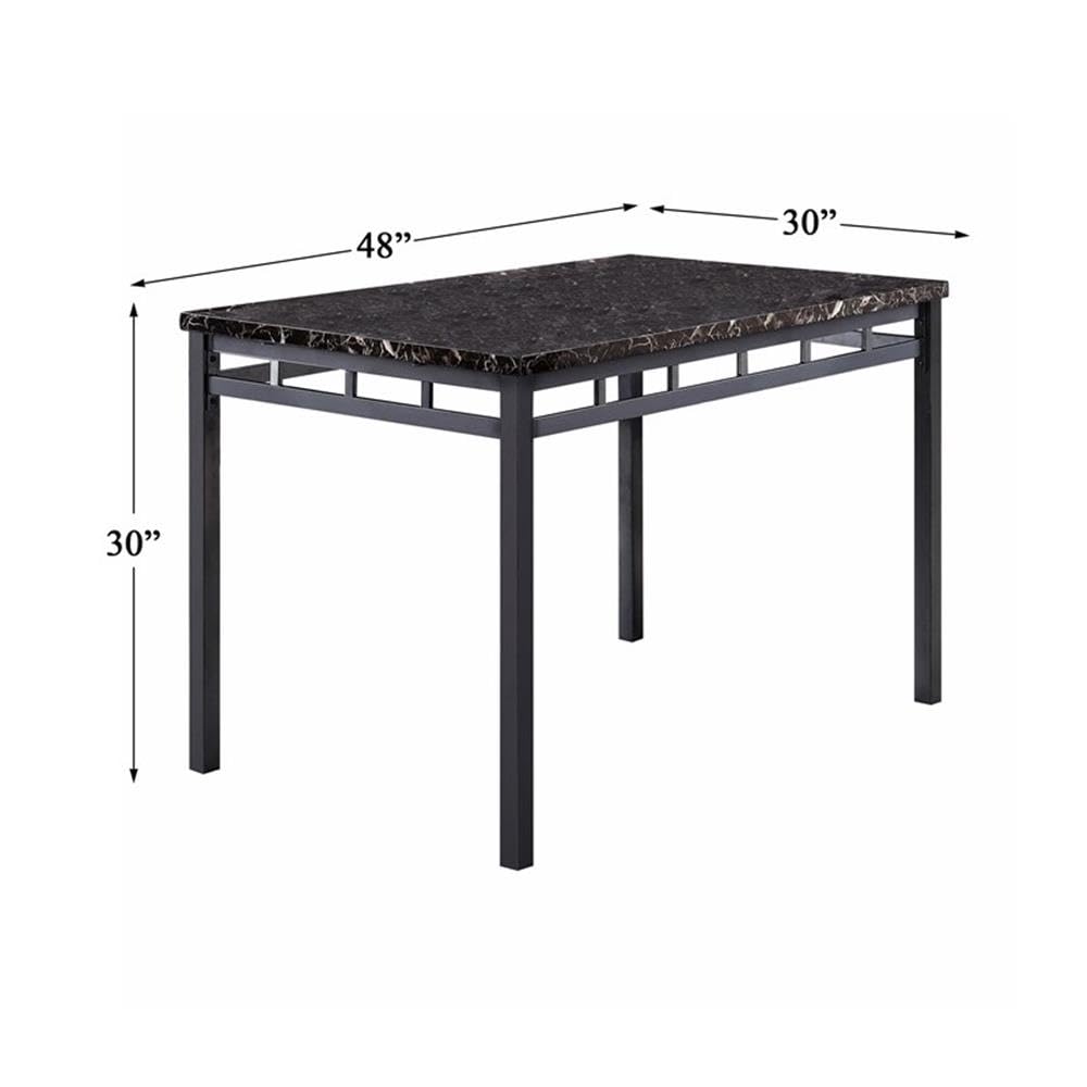 Pemberly Row 5-Piece Black Faux Marble Dining Table Set with Chairs - Perfect for Small Spaces, Breakfast Nooks & Modern Apartment Dining