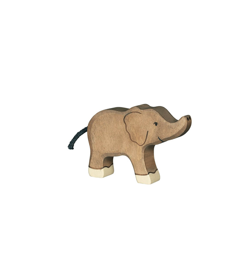 Handmade Wooden Baby Elephant Toy by Holztiger - Eco-Friendly Animal Figurine for Kids' Playroom, Nursery Decor & Waldorf Education