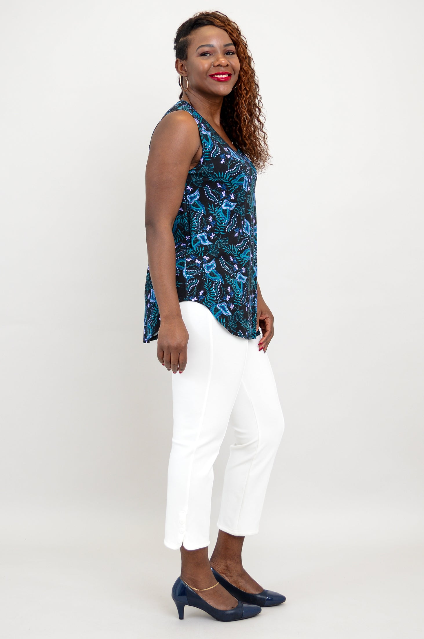 Jazz Tank Top - Fantasia Bamboo Print Women's Casual Shirt | Perfect for Summer Outfits, Beach Wear & Music Festivals