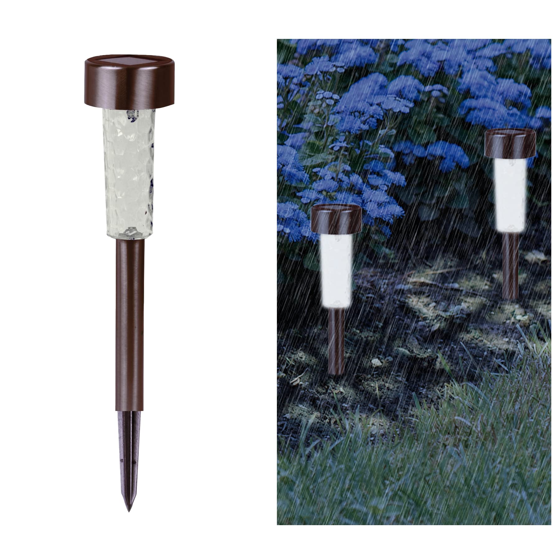 Crosslight Solar Powered Pathway Lights (56 Pack) - Stainless Steel Outdoor White LED Lights, Waterproof for Garden, Yard, Patio, Lawn, Walkway - Decorative Ground Stake Lighting | Bronze - Perfect for Outdoor Landscape Lighting, Driveway Markers, and Backyard Decoration