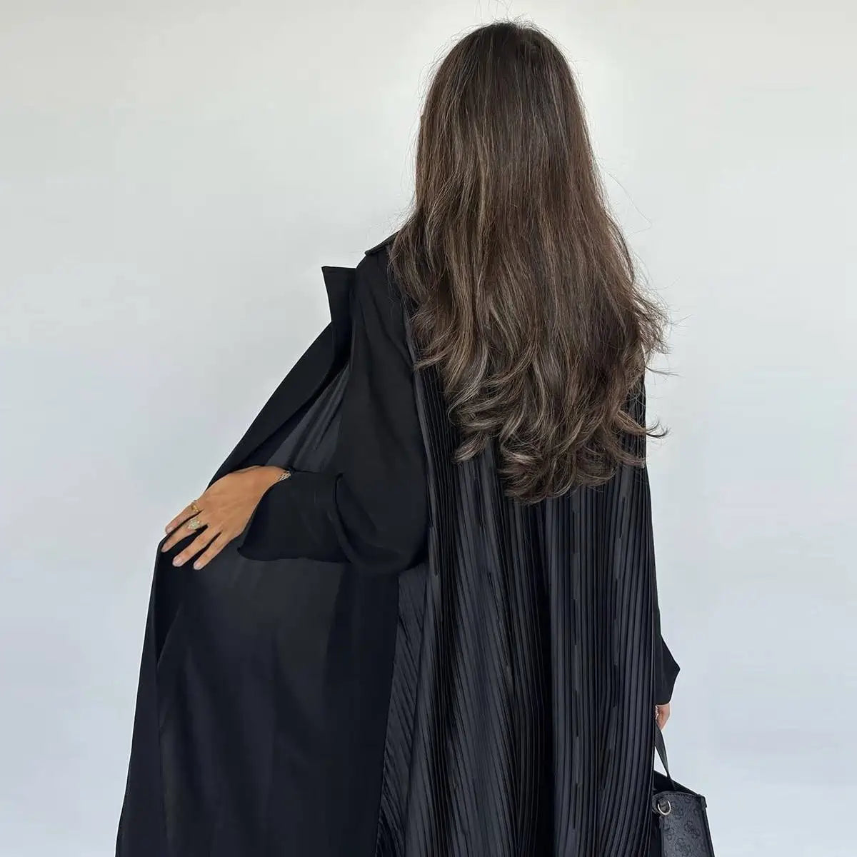 Urgarment Pleated Cardigan Open Abaya Dress #25205 - Stylish Muslim Women's Outerwear for Prayer, Modest Fashion & Special Occasions