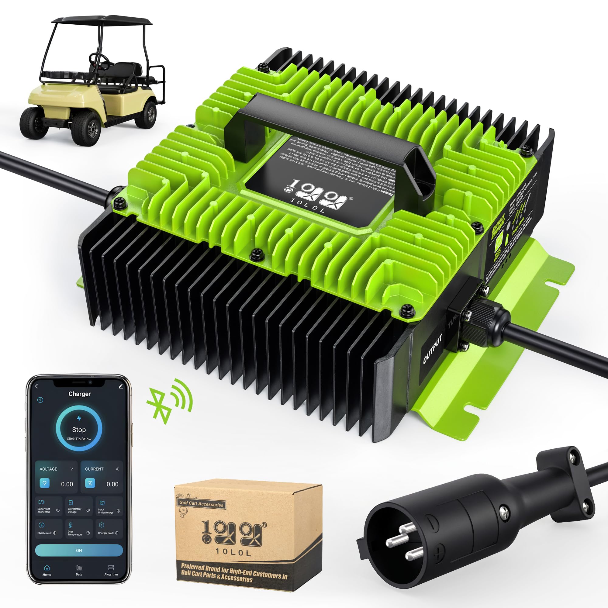 48V 18A Golf Cart Battery Charger for Club Car Precedent & DS - Fast Charging, Plug & Play with Connector - Perfect for Home, Golf Course & RV Use