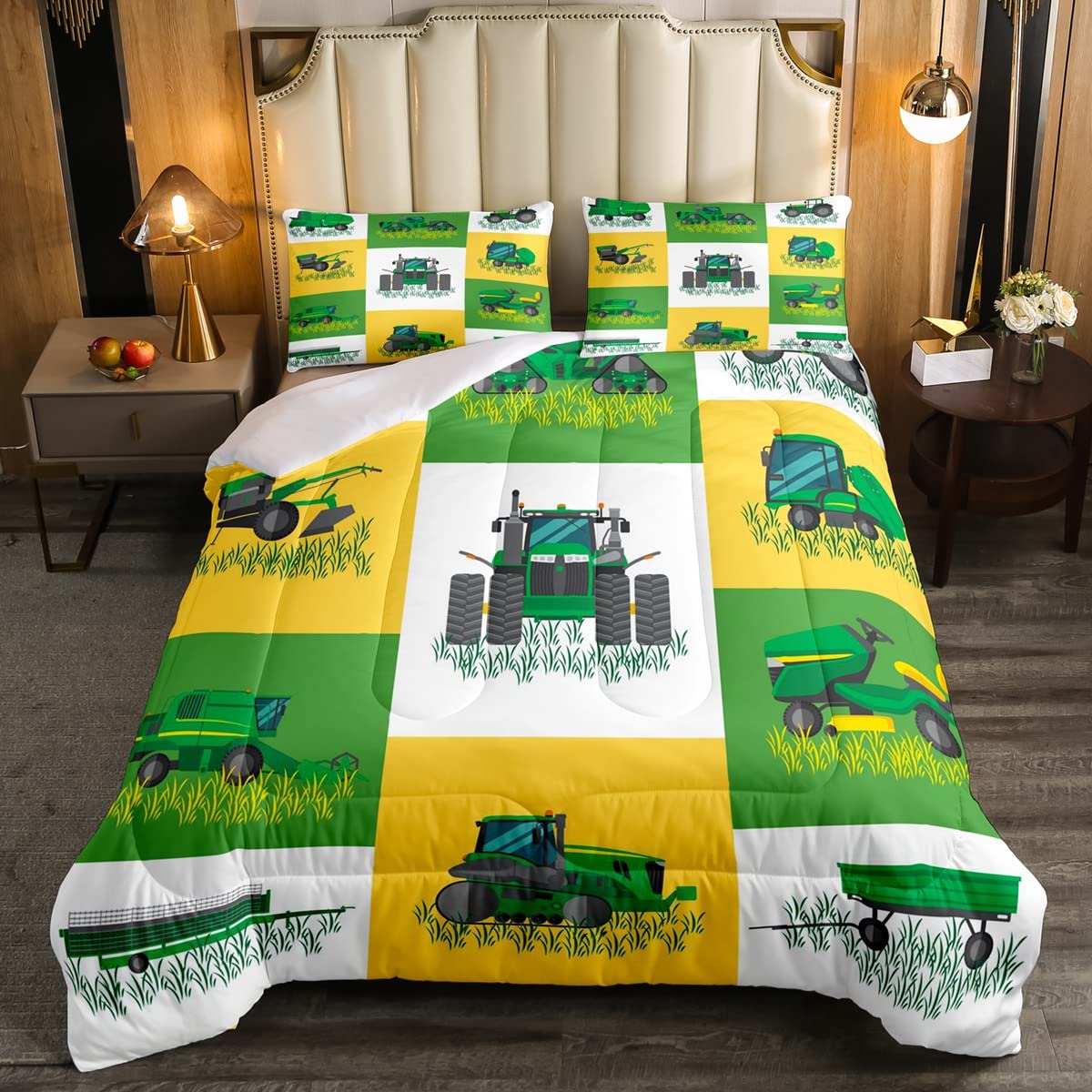 **Erosebridal Full Size Tractor Comforter Set – Cartoon Truck & Farm Excavator Bedding for Kids, Boys, Girls & Teens – Construction Vehicle Themed Room Decor with 2 Pillowcases – Perfect for Farm, Construction & Car Lovers' Bedrooms**