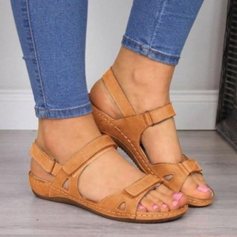 Women's Open Toe Orthopedic Sandals for Plantar Fasciitis - Comfortable Arch Support Walking Shoes for Flat Feet - Perfect for Summer, Travel & Everyday Wear