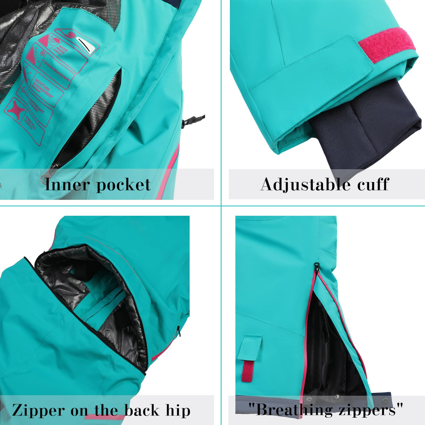 Women's One Piece Ski Suit - Windproof & Waterproof Snowsuit with Detachable Hood for Warmth & Breathability - Perfect for Snowboarding, Skiing & Winter Sports