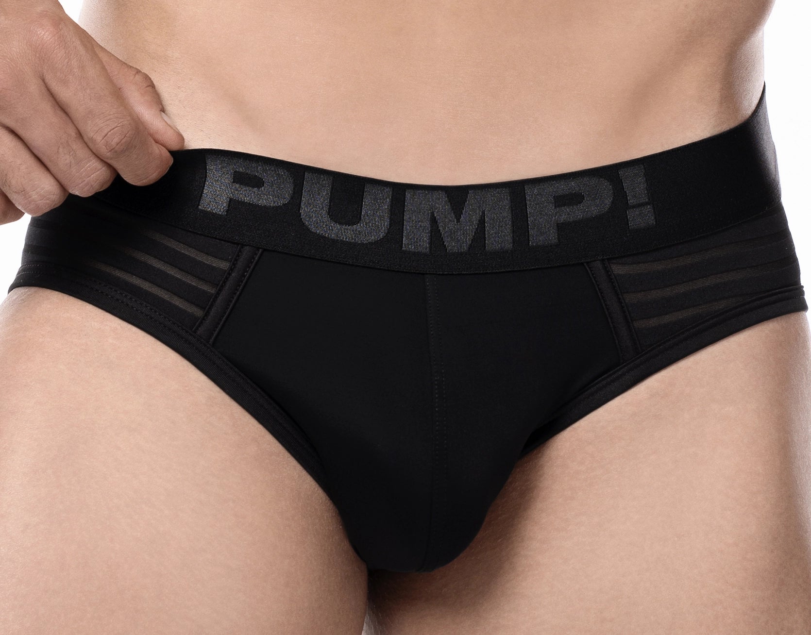 PUMP! Whisper Mesh Brief Black - Ultra Soft Breathable Underwear for Men - Perfect for Gym, Running & Everyday Comfort