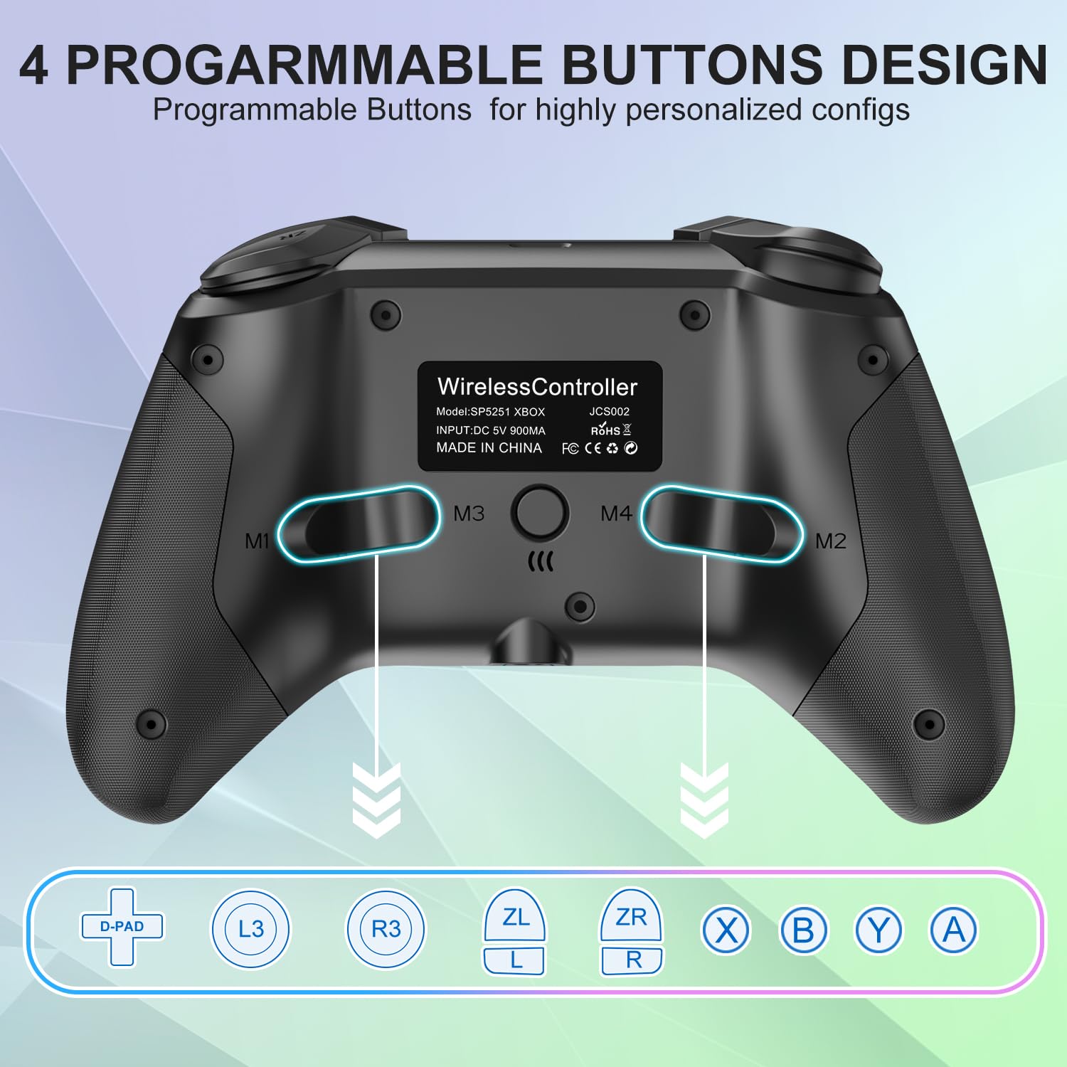 BUERTT Wireless Xbox One Controller with RGB LED Lights - Compatible with Xbox Series X/S, Xbox One X/S - Includes 2.4G Wireless Adapter & 3.5mm Audio Jack - Perfect for Gaming, Streaming & Multiplayer Sessions (Black)
