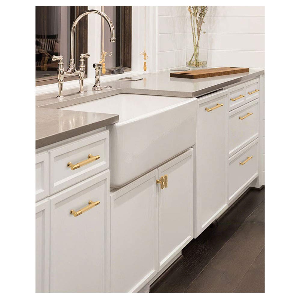 Brass Cabinet Knobs - Brushed Gold Dresser Handles for Kitchen & Home Decor (2-Pack)