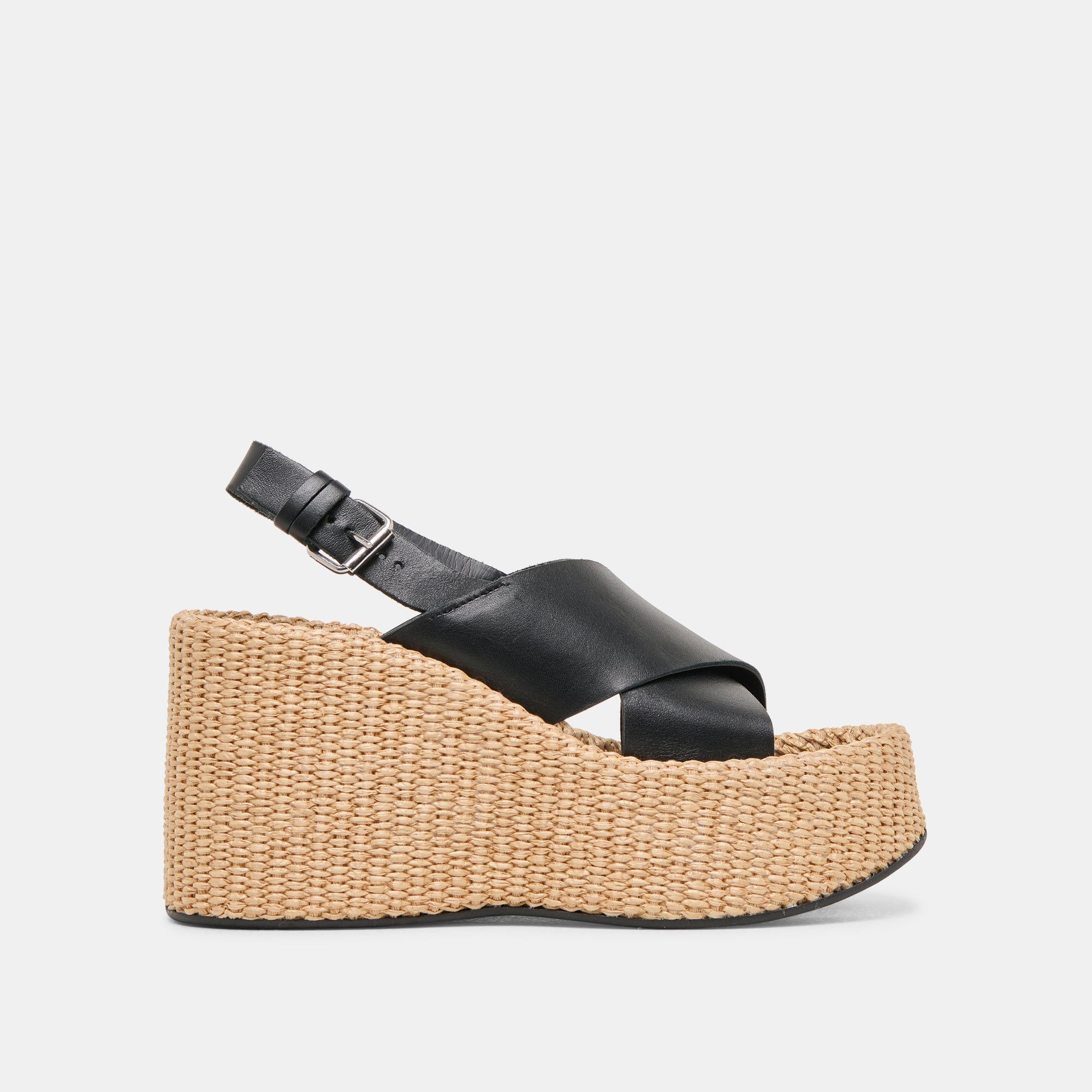 SKYLAR Women's Black Leather Wedge Sandals - Comfortable & Stylish for Summer, Beach, and Casual Outings