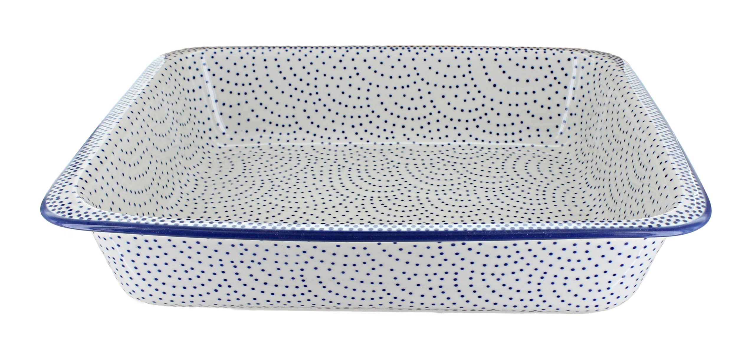 Blue Rose Polish Pottery Small Dots Large Rectangular Baker - Handmade Ceramic Baking Dish for Casseroles, Lasagna & Desserts - Perfect for Holiday Dinners & Gift Giving