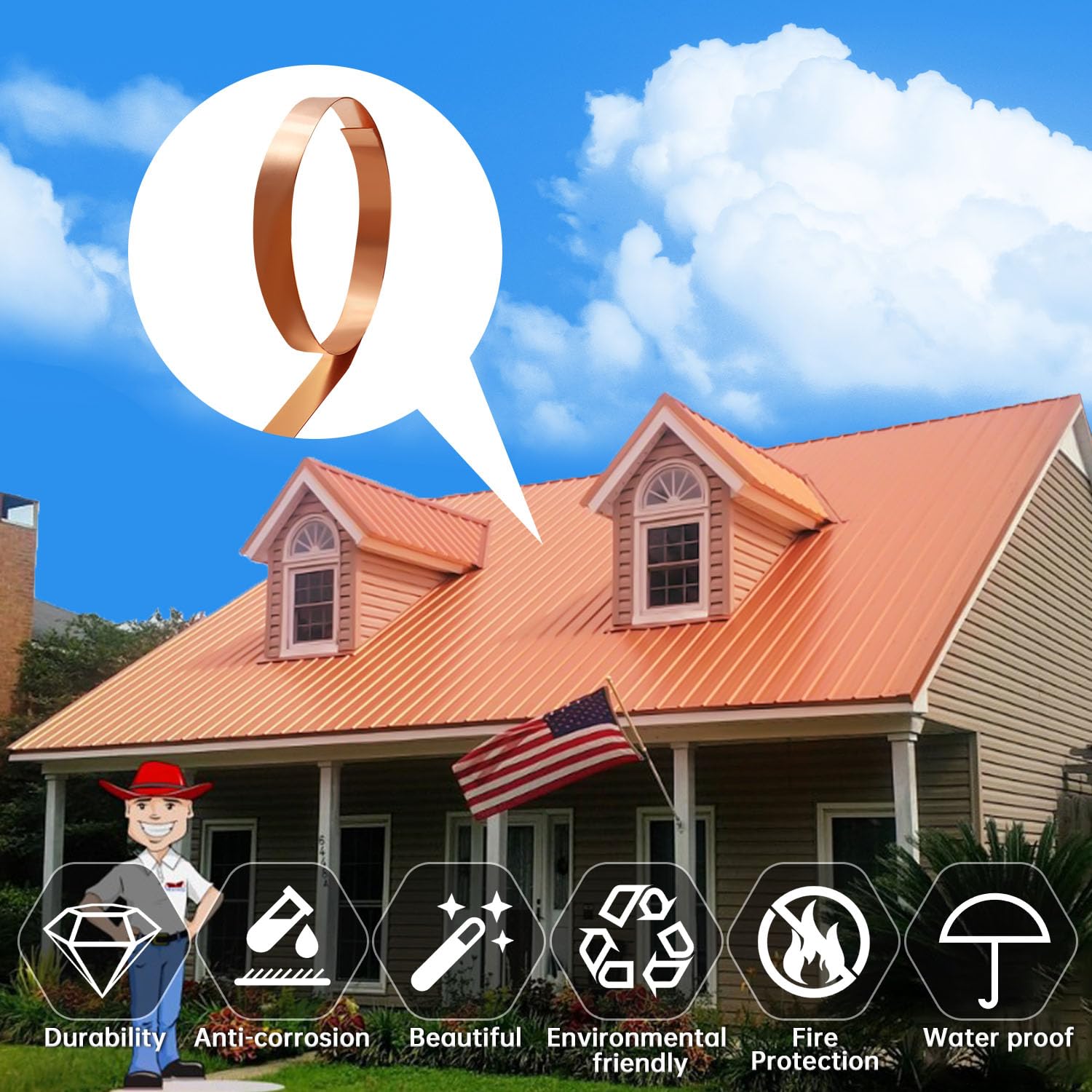 Copper Sheet Roll 1000x25x1mm - Premium Copper Flashing Roll for Roofing, Gutters & DIY Projects | Ideal for Home Repair, Metal Crafting & Waterproofing Applications