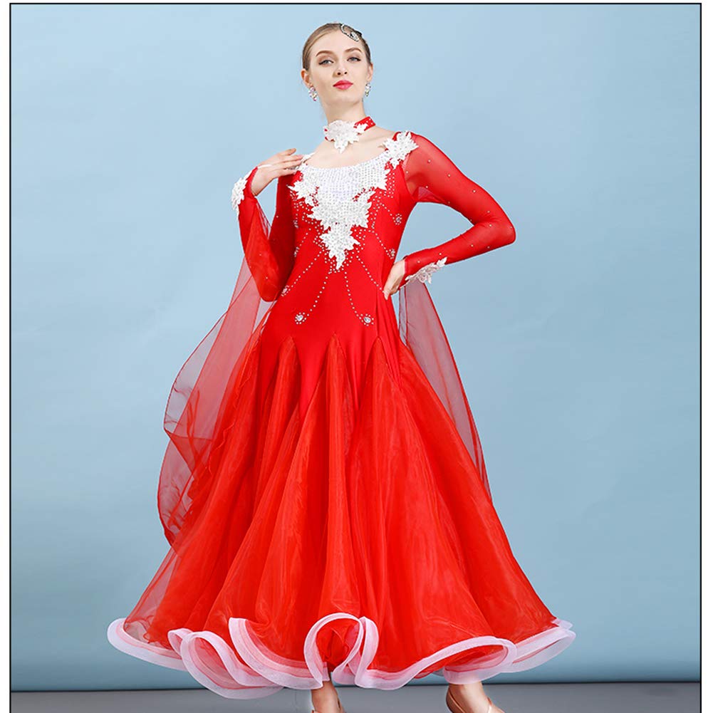 Elegant Women's Ballroom Dance Competition Dress - Smooth Latin Satin Gown for Professional Dancers & Performances | Perfect for Waltz, Tango & Standard Dance Competitions