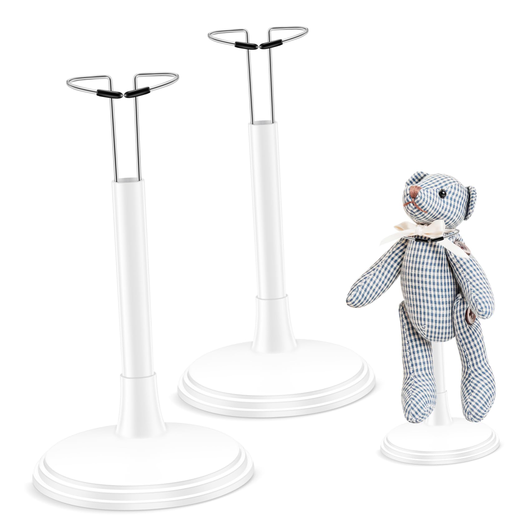 2Pcs White Doll Display Stands - 25cm Doll Bracket & Bear Support Stand for Kids Dollhouse Accessories | Perfect for Doll Photography, Toy Collections & Desktop Decorations