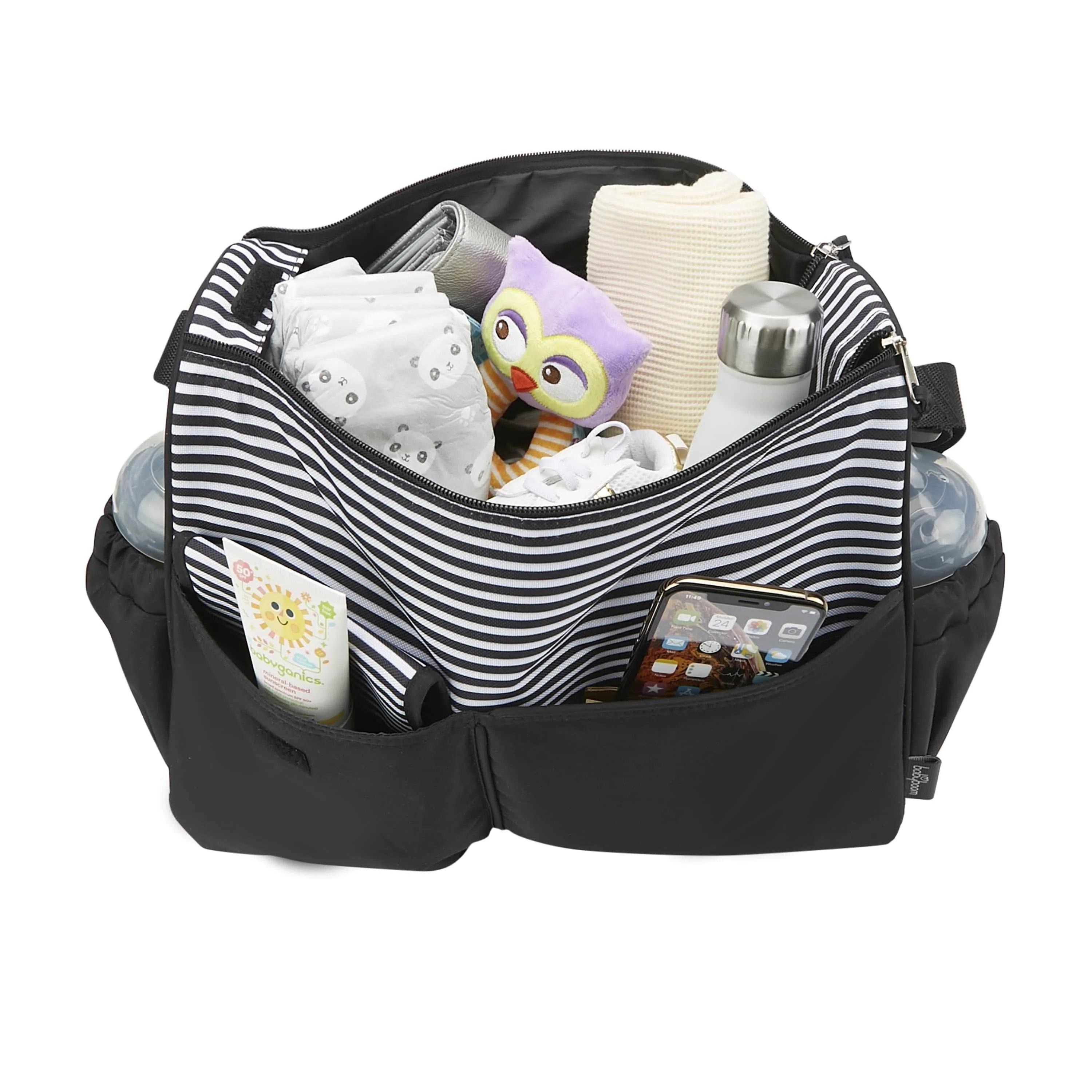 Babyboom Stripes Messenger Diaper Bag - Waterproof & Spacious Baby Bag for Parents - Perfect for Travel, Shopping & Daily Use with Multiple Pockets & Insulated Bottle Holder