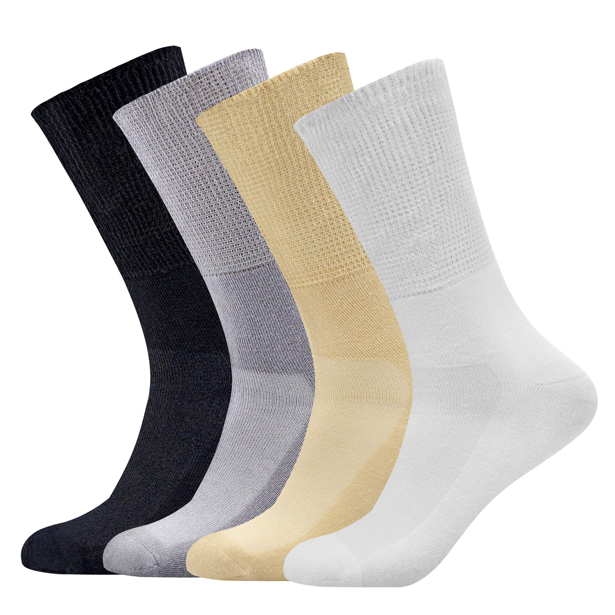 Diabetic Socks for Men & Women - Non-Binding Top, Seamless Toe, Soft Thin Crew Socks - Ideal for Diabetes Care, Circulation & All-Day Comfort