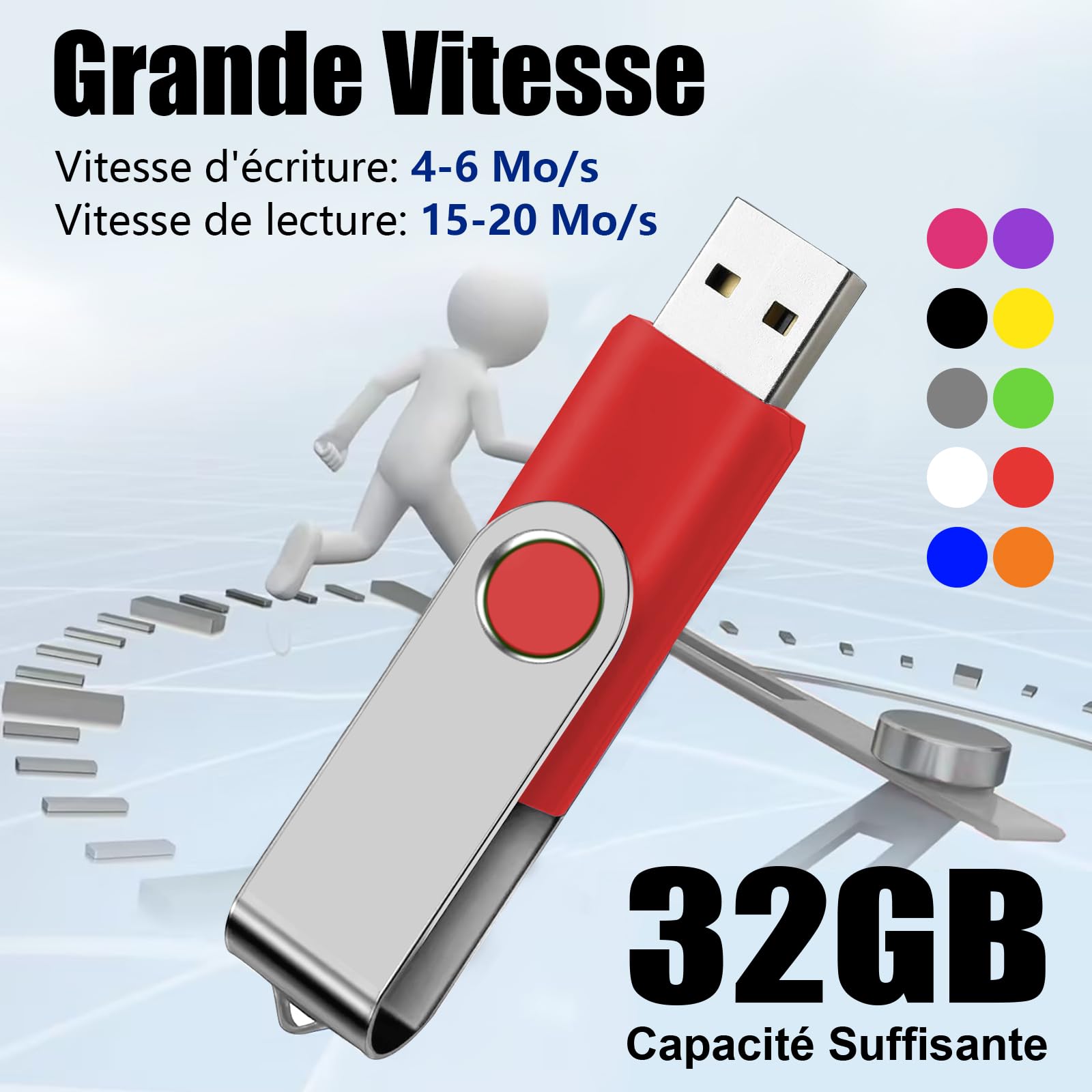 32GB USB Flash Drive 10 Pack - EASTBULL 2.0 Swivel Thumb Drive Memory Stick with Lanyards for Data Storage, File Transfer - Perfect for Office, School, Business & Backup Use