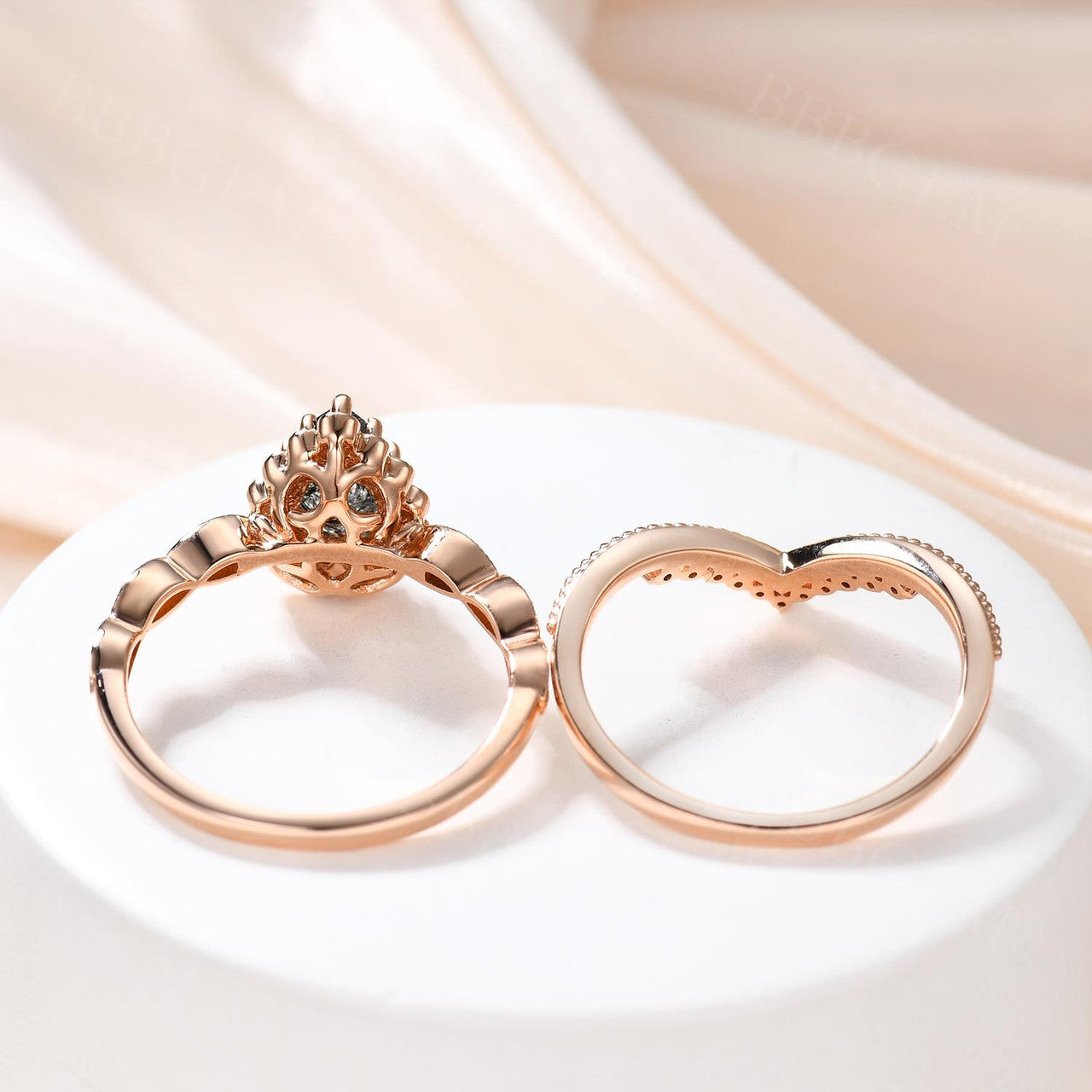 Pear Shaped Black Rutilated Engagement Ring - Rose Gold Diamond Wedding Band with Black Gemstone | Anniversary Gift for Her | Perfect for Proposals, Weddings & Special Occasions