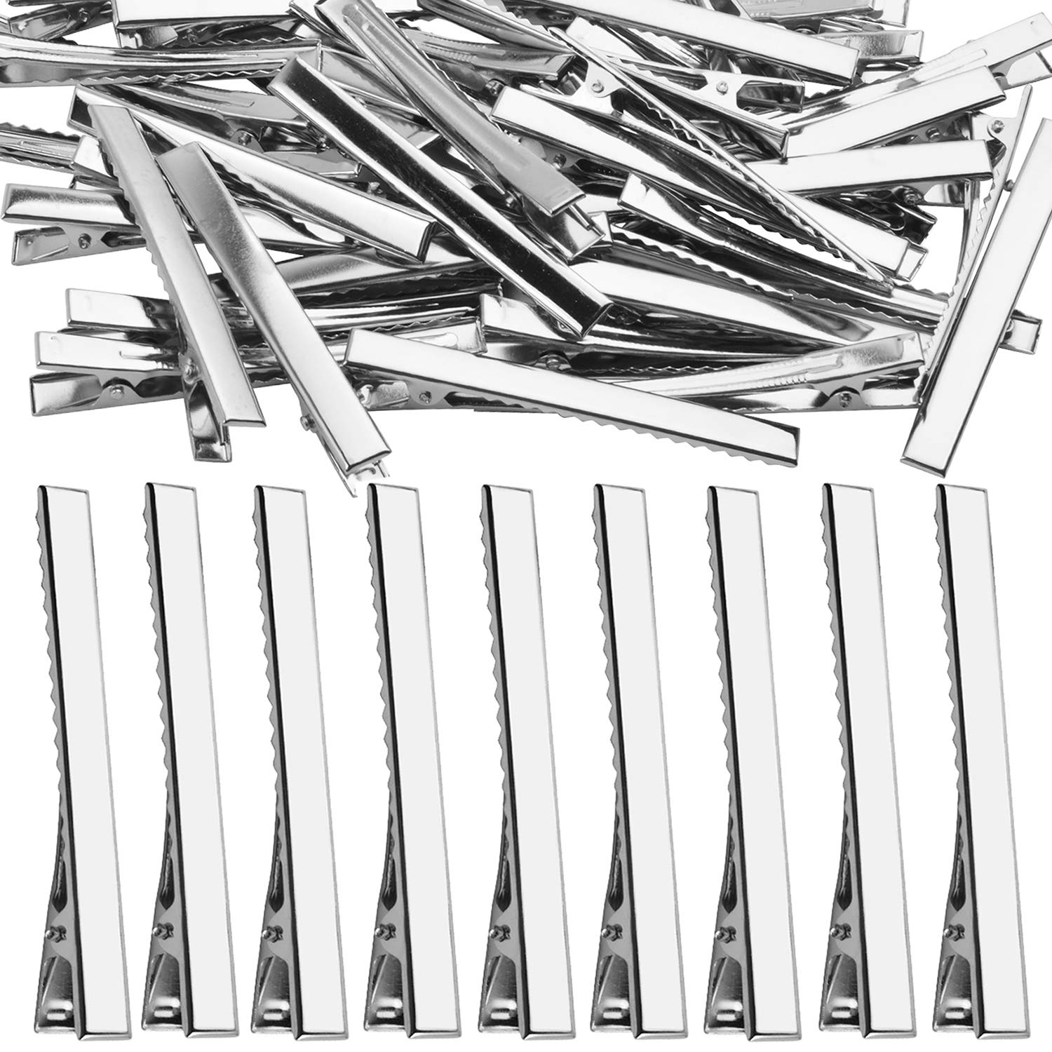 50pcs DIY Metal Alligator Hair Clips 7.5cm (3 Inch) Duckbill Hair Clips with Teeth - Flat Top Hairpins for Hairbow Making, Crafting Accessories & DIY Hair Styling - Perfect for Bridal, Cosplay, and Everyday Hairstyles