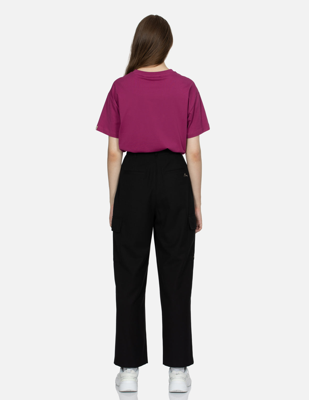 Stylish Logo Embossed Metal Plate Wide Leg Pants for Women - Trendy High Waist Trousers with Unique Design - Perfect for Office, Casual Outfits & Streetwear Fashion