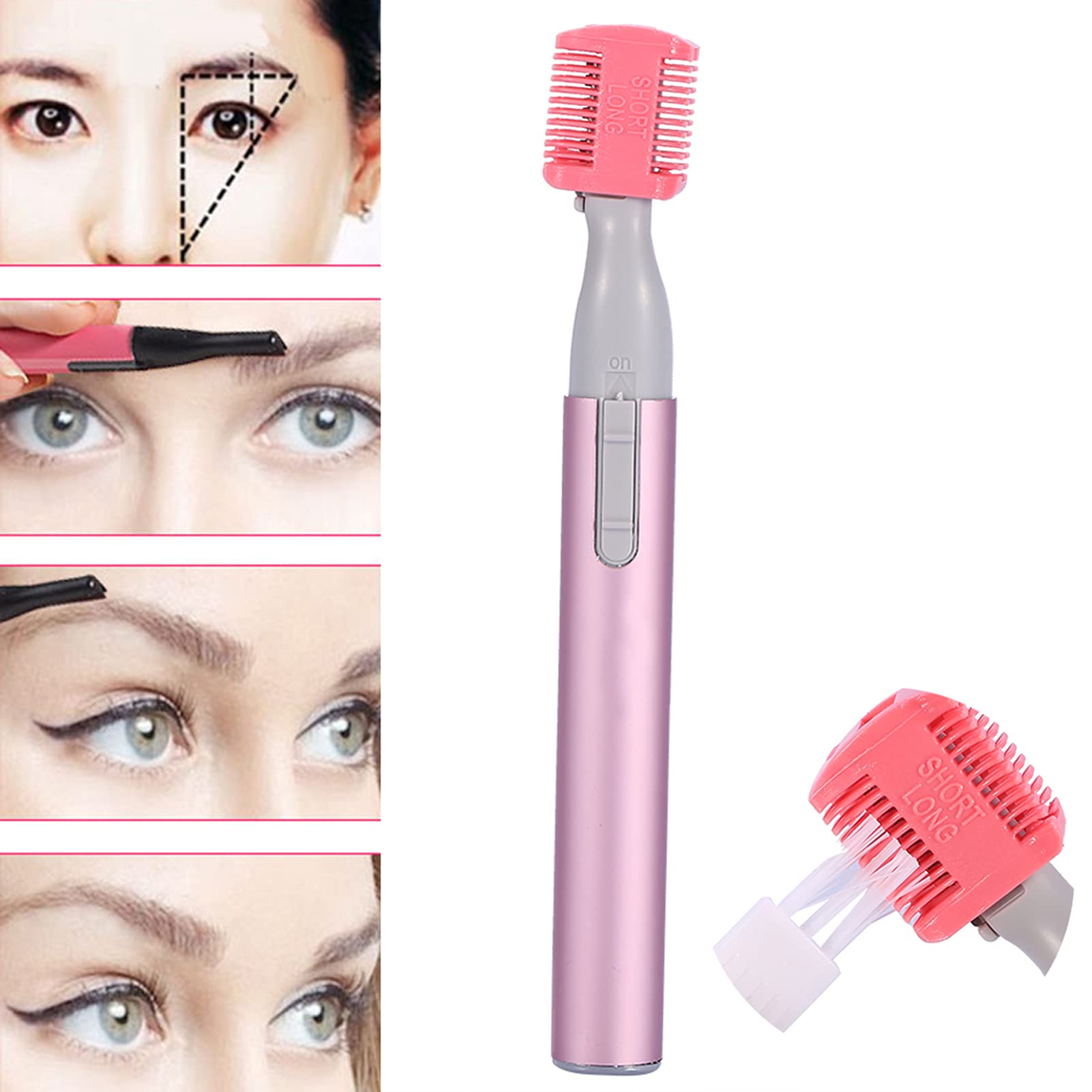 POCREATION Electric Eyebrow Trimmer - Rechargeable Eyebrow & Facial Hair Shaver for Women & Men, Painless Hair Removal for Eyebrows, Upper Lip, Chin - Perfect for Home, Office & Travel Grooming