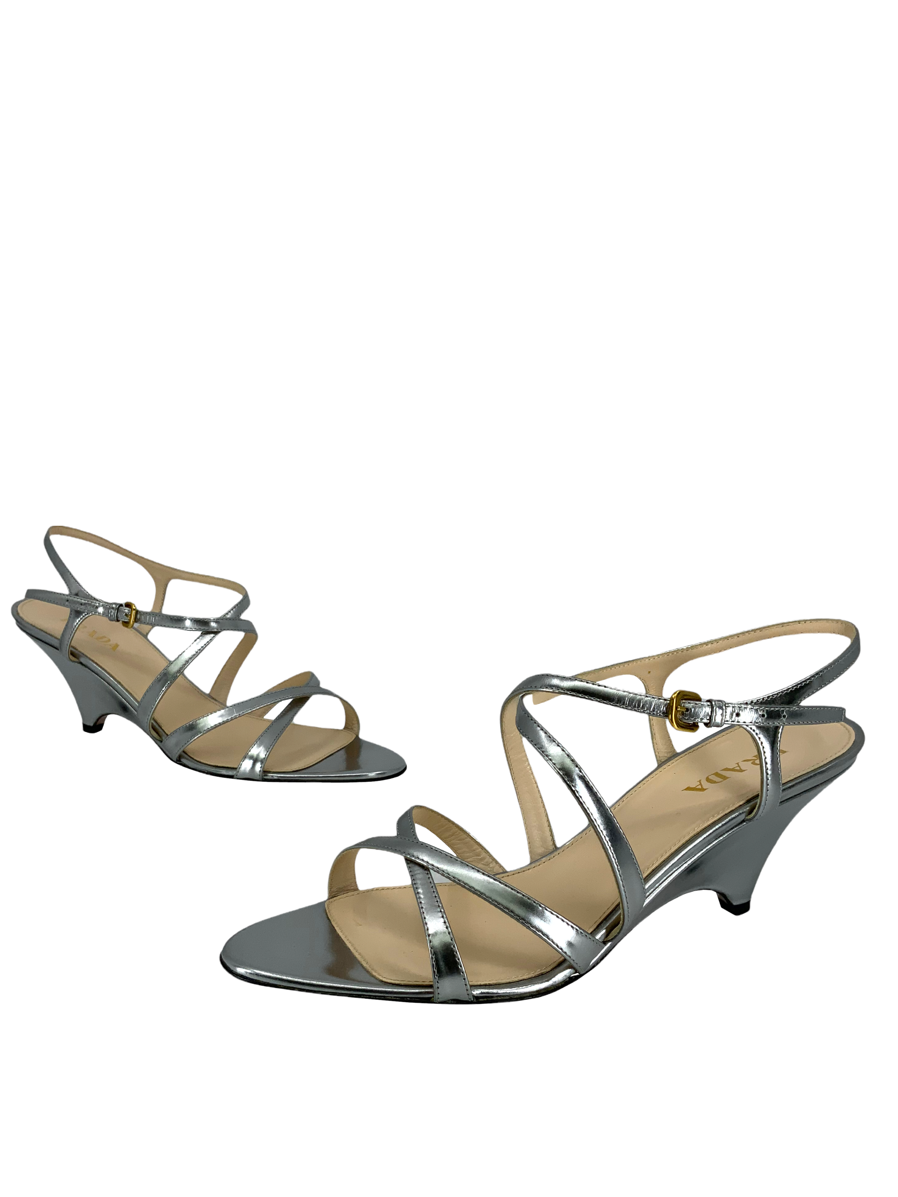 Prada Leather Strappy Sandals Women Size 8 | Luxury Designer Heels for Summer Weddings & Evening Parties