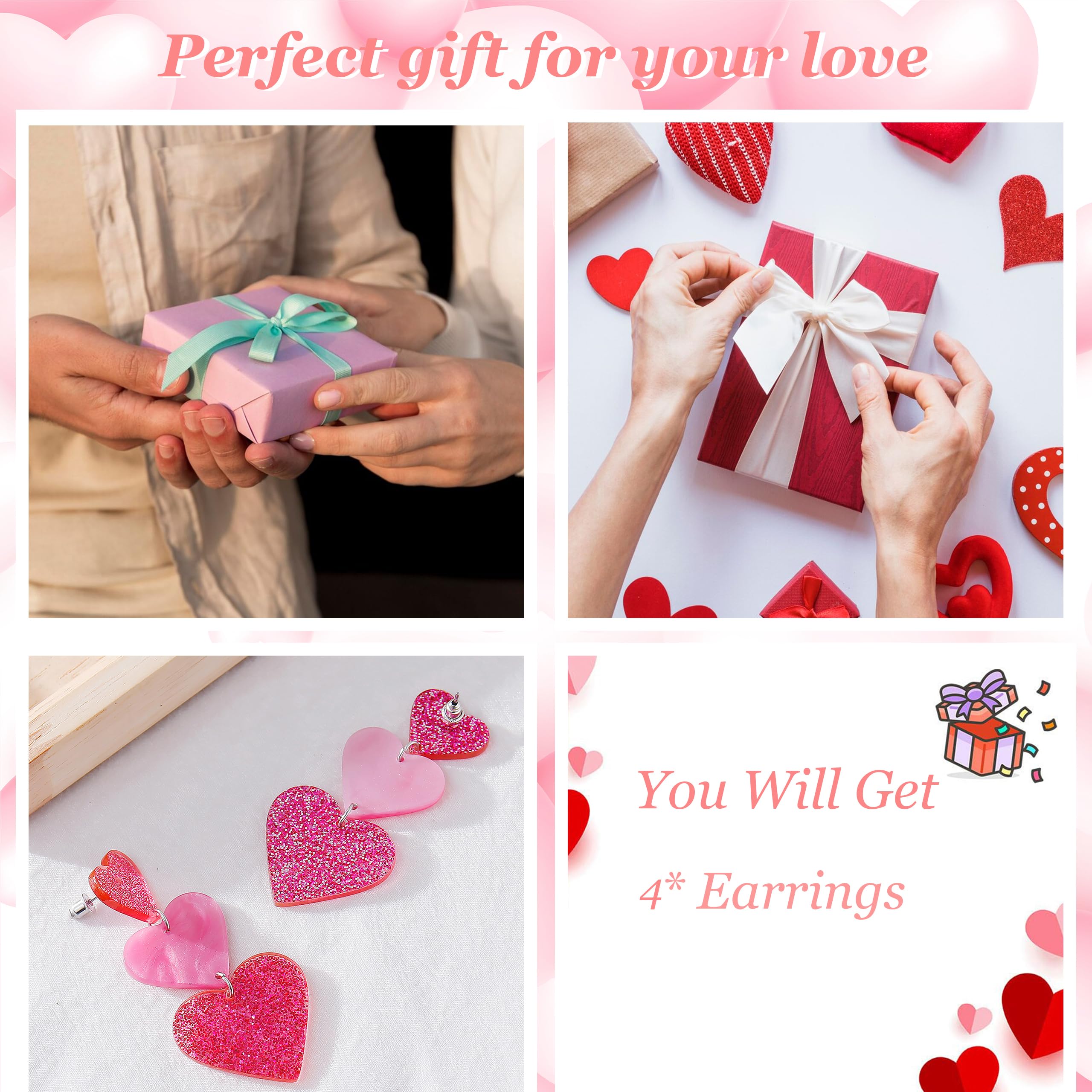 Valentine's Day Heart Earrings for Women - Romantic Pink Jewelry Gift for Her | Perfect for Date Nights, Anniversaries & Special Occasions