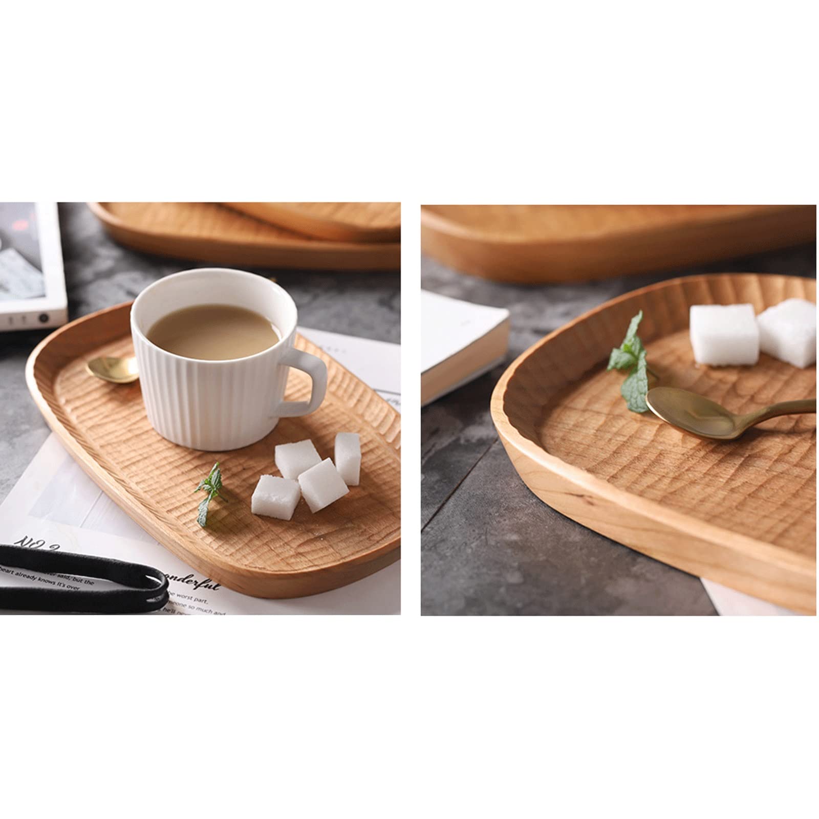 Handcrafted Wooden Serving Tray - Decorative Multi-Purpose Tray for Food, Snacks, Fruits | Rustic Home Decor Serving Plate | Perfect for Entertaining, Dining, and Kitchen Organization (Brown)