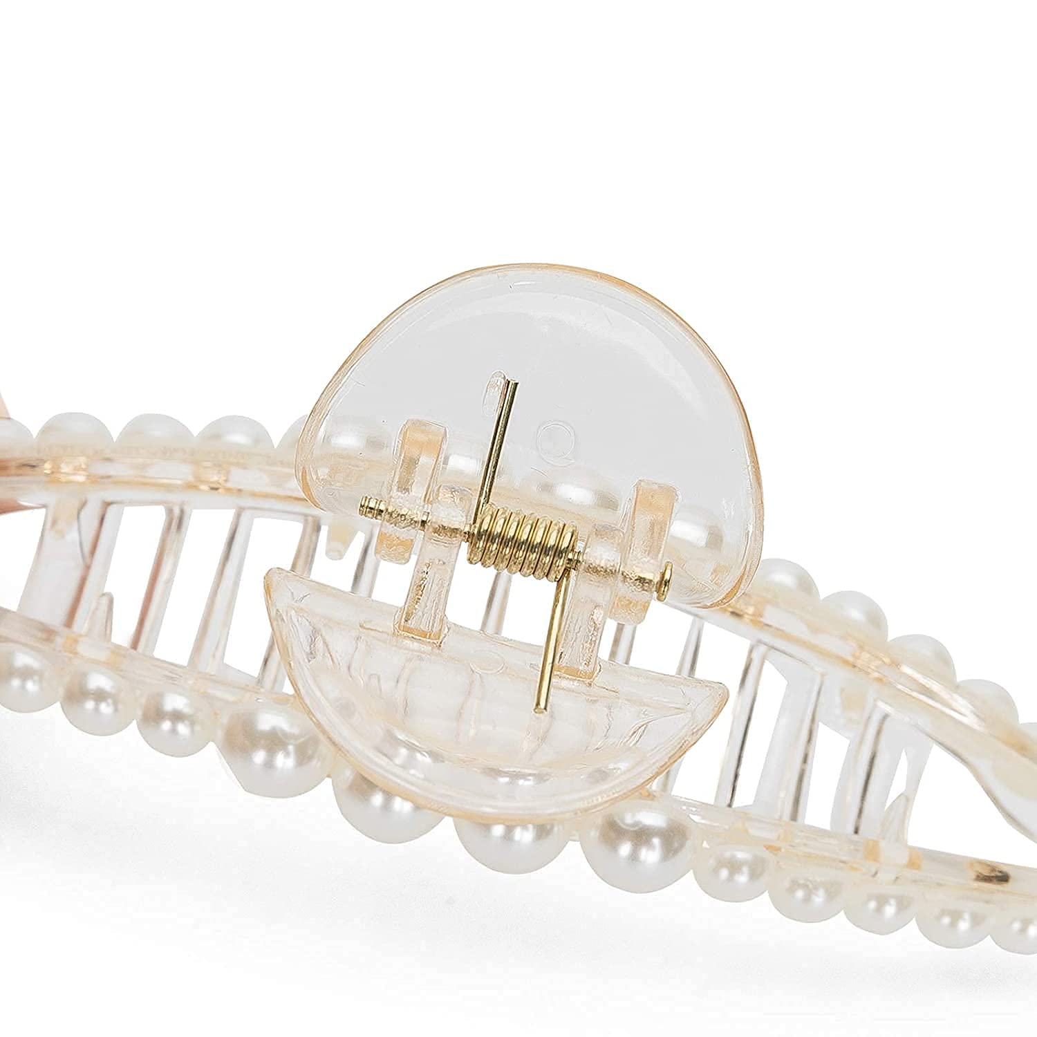 ANNACREATIONS Korean Fashion Pearl Hair Claw Clip - Large Stylish Hair Clips for Women & Girls - Barrettes, Jaw Clips, Hair Clutches - Perfect for Parties, Weddings & Everyday Use (1-Pack, White)