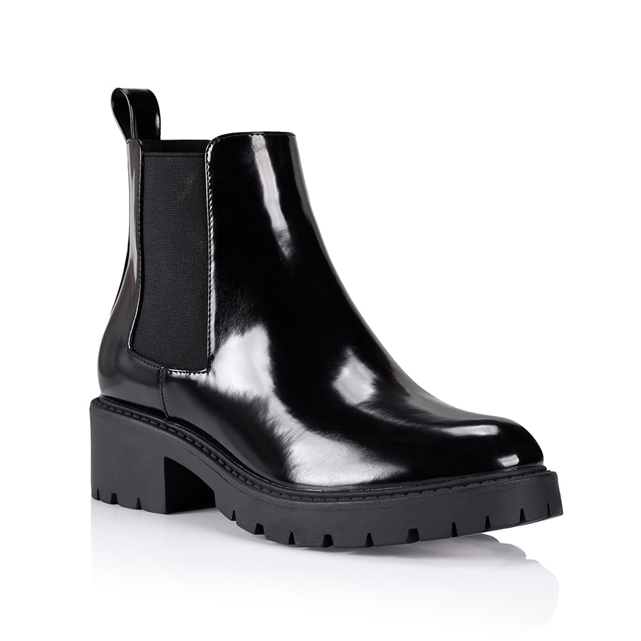 Jaya Chelsea Gusset Boots - Waterproof PU Leather Ankle Boots for Women, Slip Resistant Comfortable Winter Shoes (Black) - Perfect for Outdoor Work, Hiking & Casual Wear