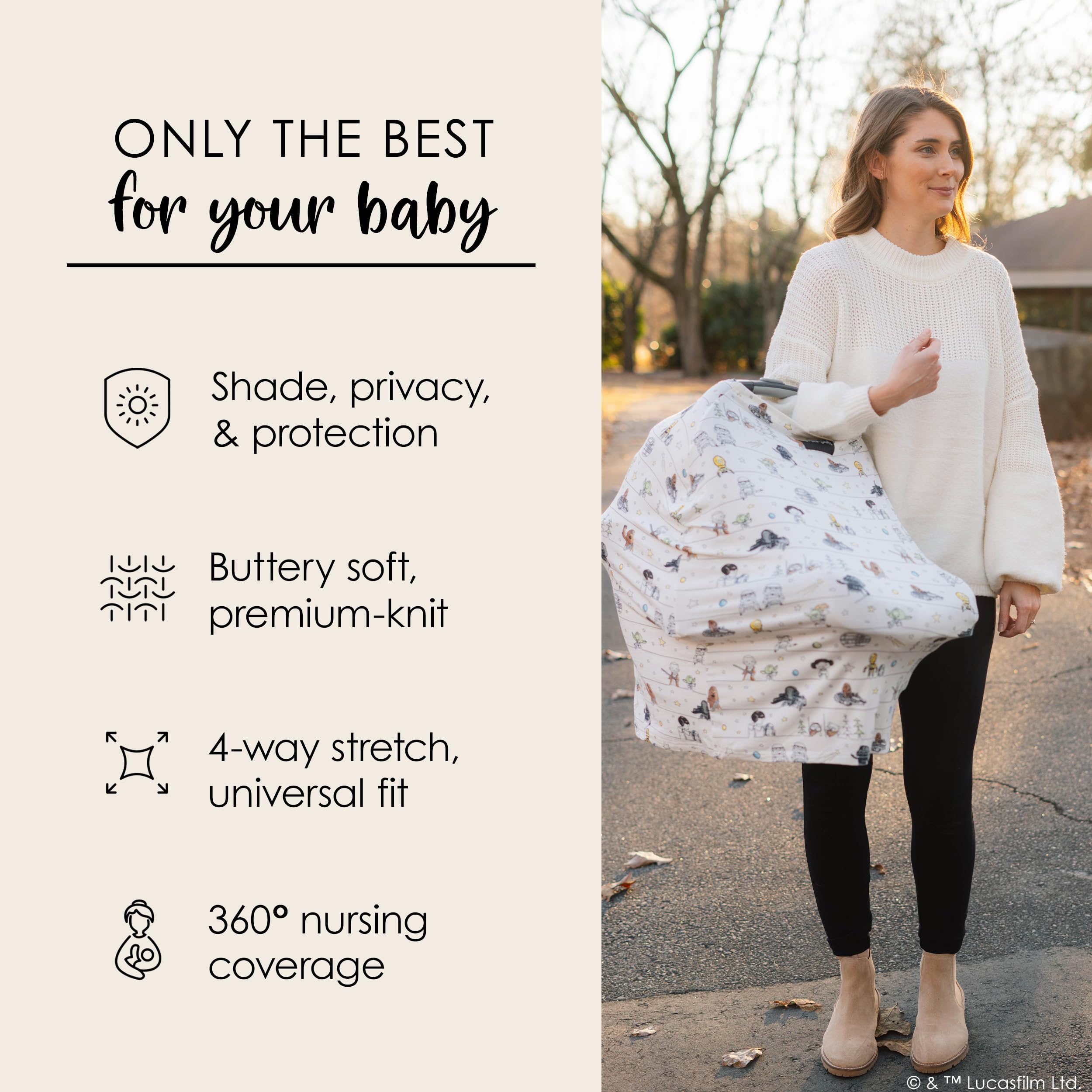Star Wars Themed 5-in-1 Baby Cover - Nursing Cover, Car Seat Canopy, Stroller Cover, High Chair Cover & Shopping Cart Cover | Premium Breathable Fabric for Newborns & Infants | Perfect for Breastfeeding Privacy, Outings & Travel Accessories