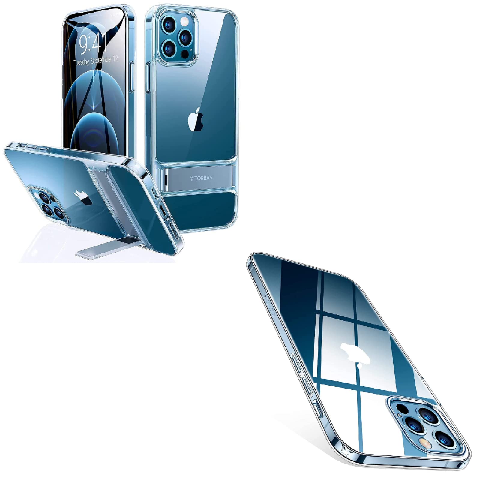 TORRAS Crystal Clear iPhone 12/iPhone 12 Pro Case - Shockproof Slim Transparent Cover | TORRAS MoonClimber iPhone 12/iPhone 12 Pro Case - Anti-Slip Protective Phone Cover | Perfect for Daily Use, Travel & Outdoor Activities