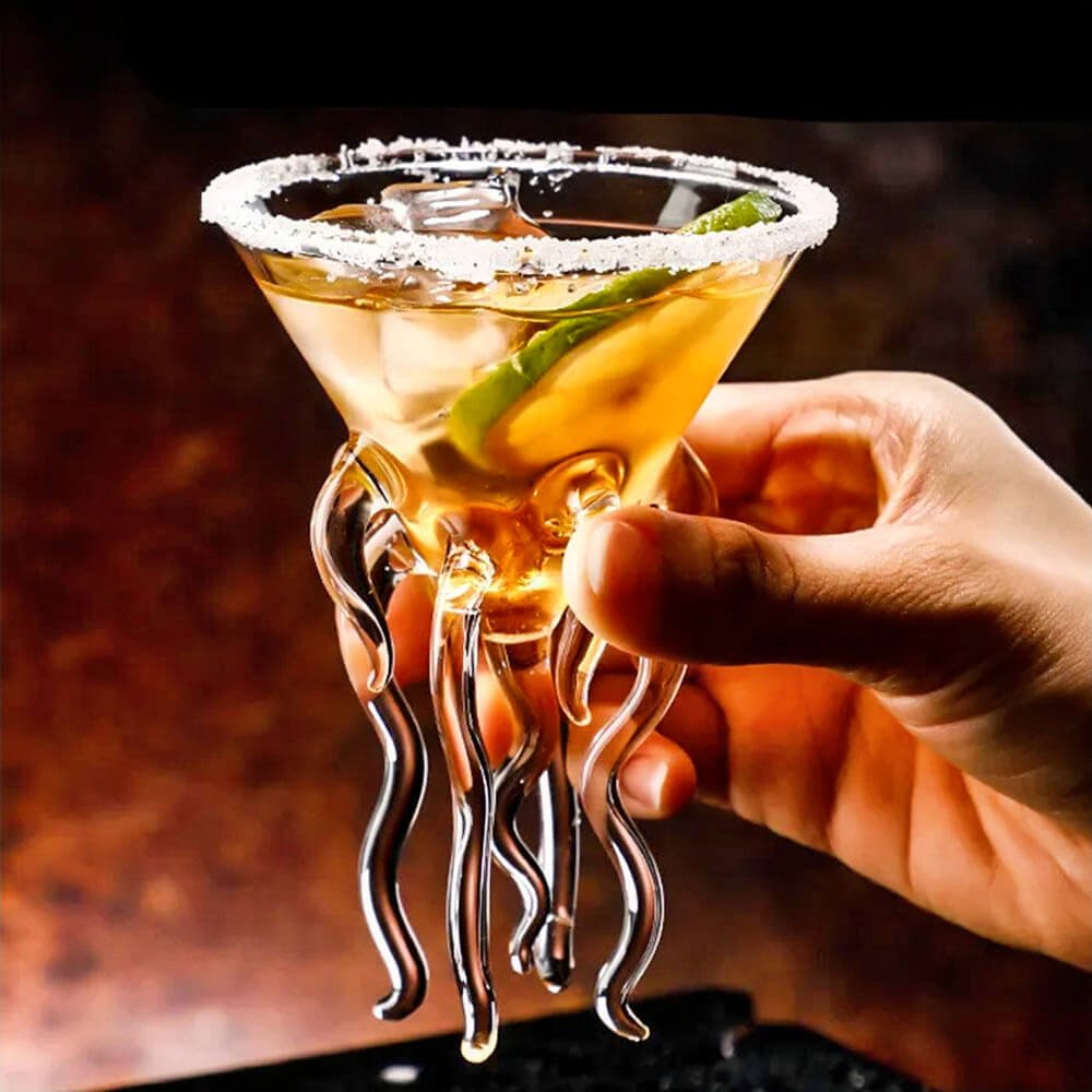Rodica Octopus Cocktail Glass Set - Unique Sea Creature Themed Drinkware for Margaritas, Cocktails & Mocktails - Perfect for Themed Parties, Beach Bars & Home Decor