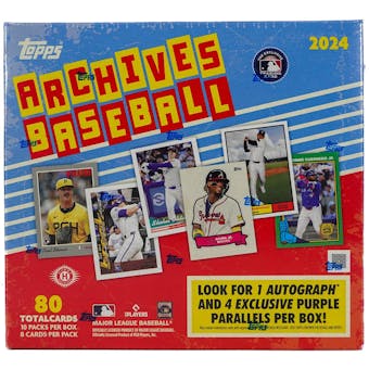 2024 Topps Archives Baseball Collector Box - Limited Edition Trading Cards for Sports Fans & Collectors - Perfect for Gifts, Display, and Investment