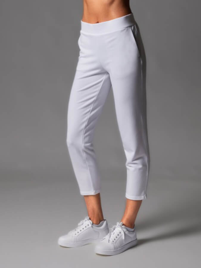 Tavi Cozy Ankle Women's Pants - Soft Stretchy Casual Lounge Pants for Women in White | Perfect for Home, Yoga & Relaxation
