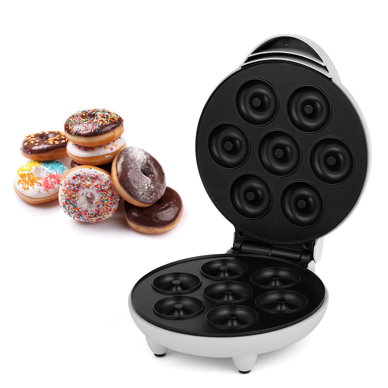 Luqeeg Mini Donut Maker Machine - Electric Non-Stick Donut Baker with Baking Pan for Homemade Breakfast Donuts | Perfect for Family Breakfast, Kids Snacks & Party Desserts