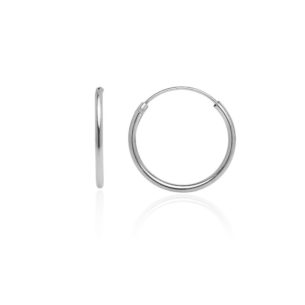 Sterling Silver 1.2mm Hoop Earrings - 24mm Endless Loop Hoops for Women | Perfect for Everyday Wear, Parties & Gifting