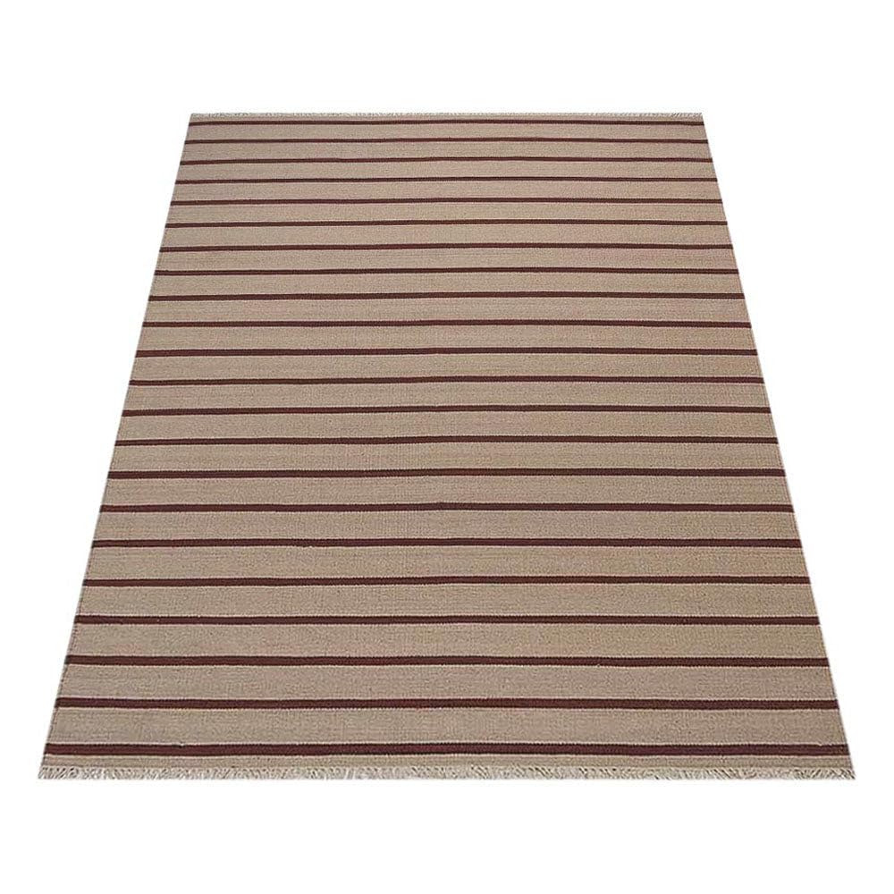 Handmade Flat Weave Kilim Wool Area Rugs 4'x6' - Eco-Friendly Hand Woven Carpets in Cream Red, Contemporary Low Pile Rectangle Rug for Living Room, Bedroom & Home Decor (D00118)
