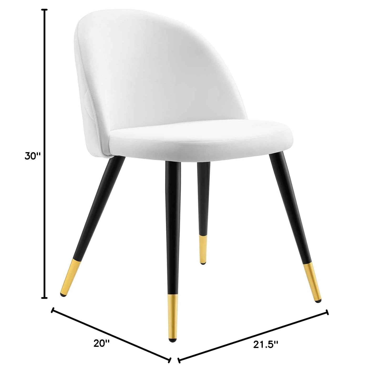 Modway Cordial Performance Velvet Dining Chairs - Set of 2 White Upholstered Accent Chairs for Kitchen, Dining Room & Home Decor
