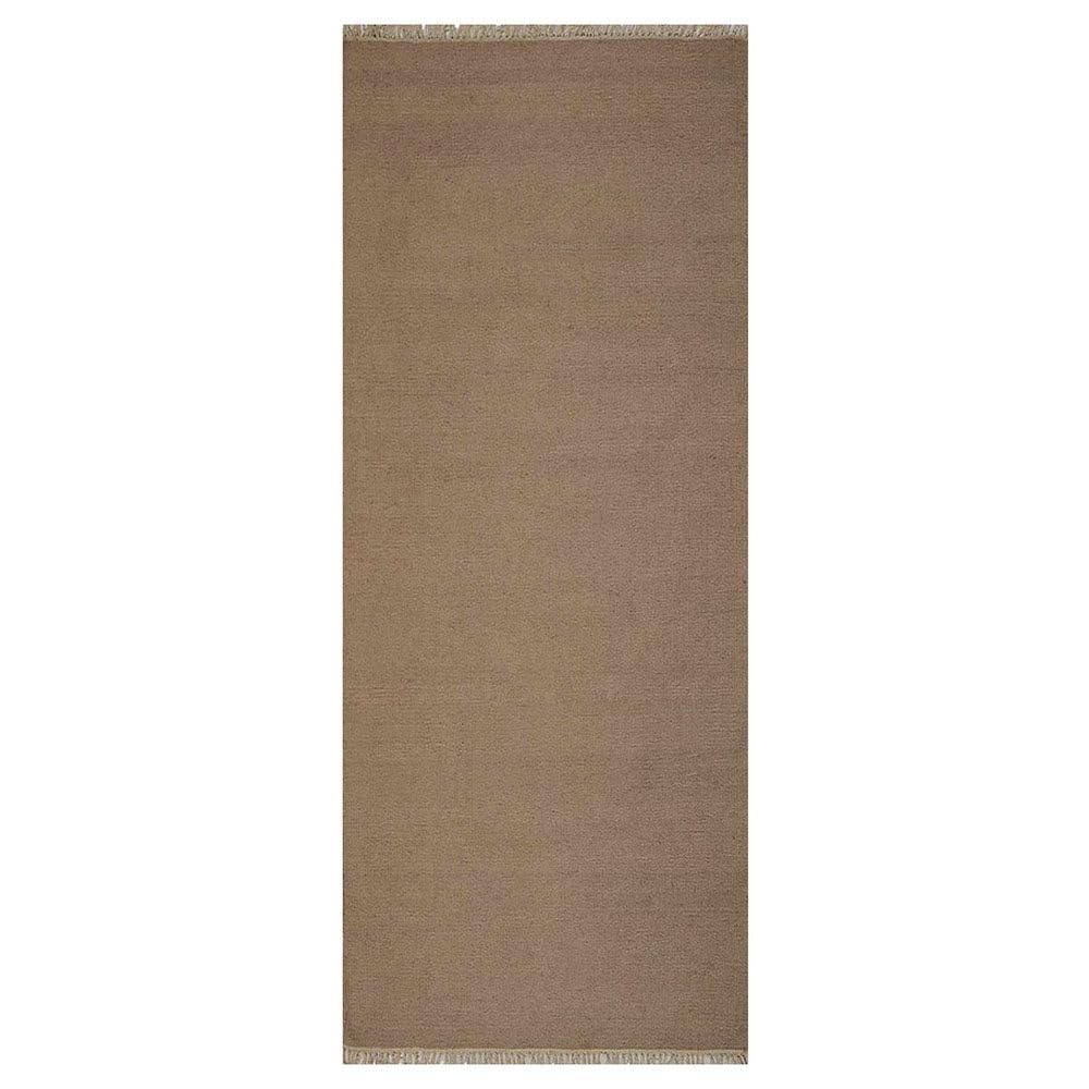 Hand Woven Flat Weave Kilim Wool Eco-Friendly Area Rugs - 3'x13' Runner, Cream Solid Plain Design, Low Pile Handmade Carpet for Living Room, Bedroom, Hallway | Sustainable & Non-Slip Home Decor