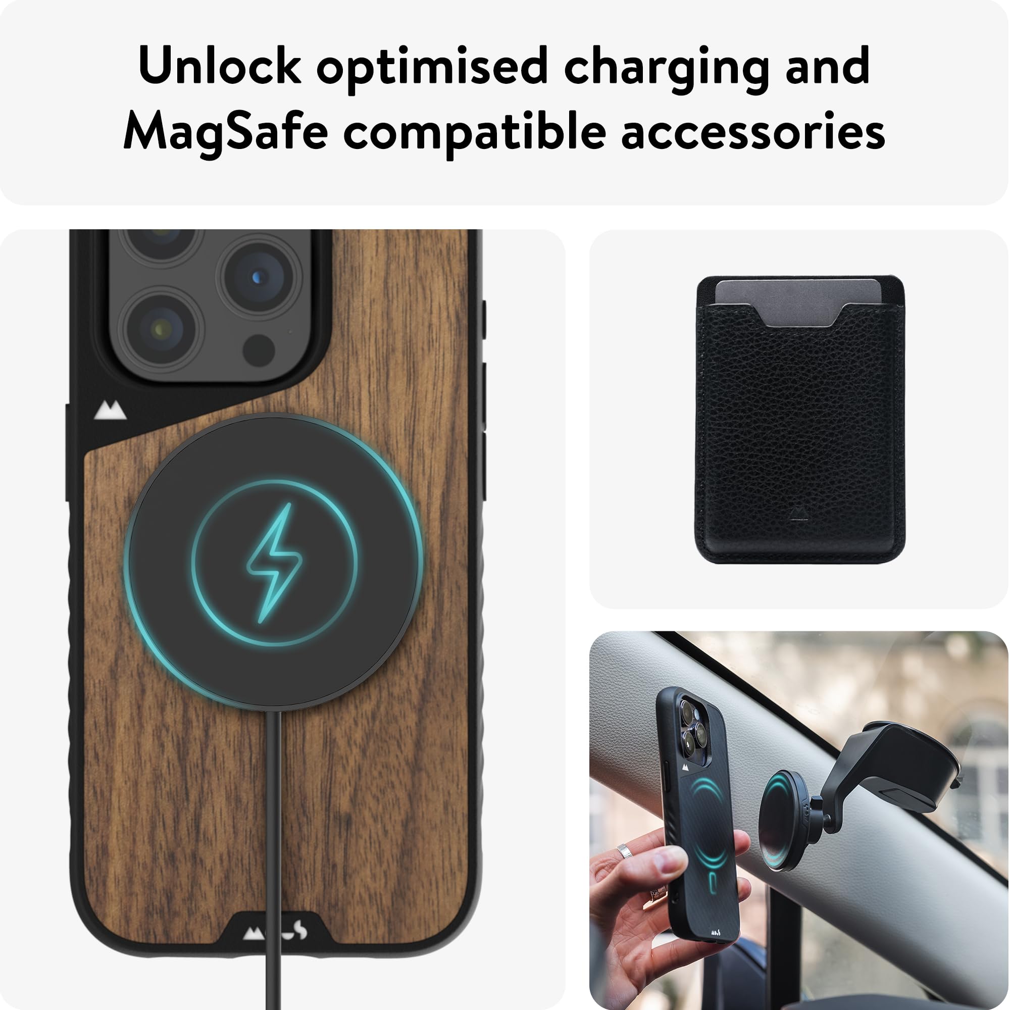Mous Limitless 5.0 MagSafe Compatible iPhone 15 Pro Max Case - Premium Walnut Wood Protective Cover - Shockproof & Durable Phone Case for Everyday Use, Travel & Outdoor Activities