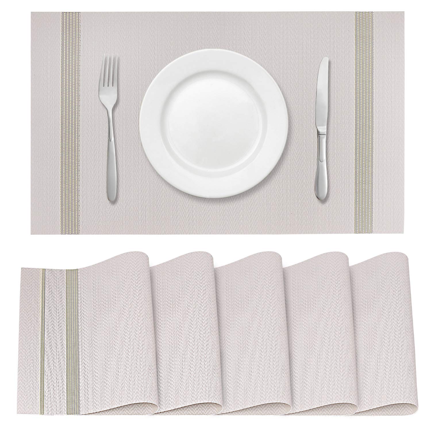 Premium 6-Piece Non-Slip Placemat Set for Dining Table - Waterproof & Heat-Resistant Mats for Everyday Meals, Dinner Parties & Holiday Gatherings