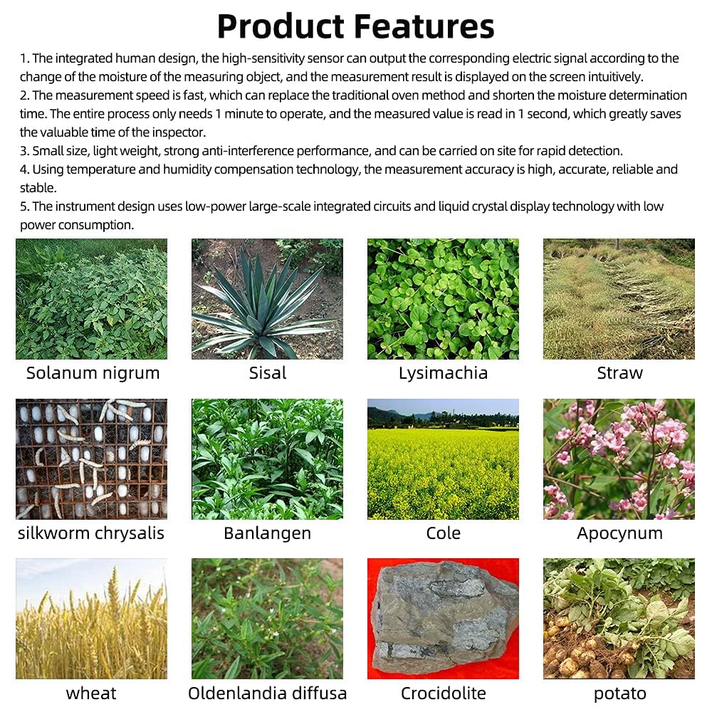 Digital Hay Moisture Meter Tester - 0-80% Range, 0.1 Resolution, ±0.5% Accuracy for Alfalfa, Pasture, Straw & More | Perfect for Farmers, Agriculture & Livestock Feed Quality Control
