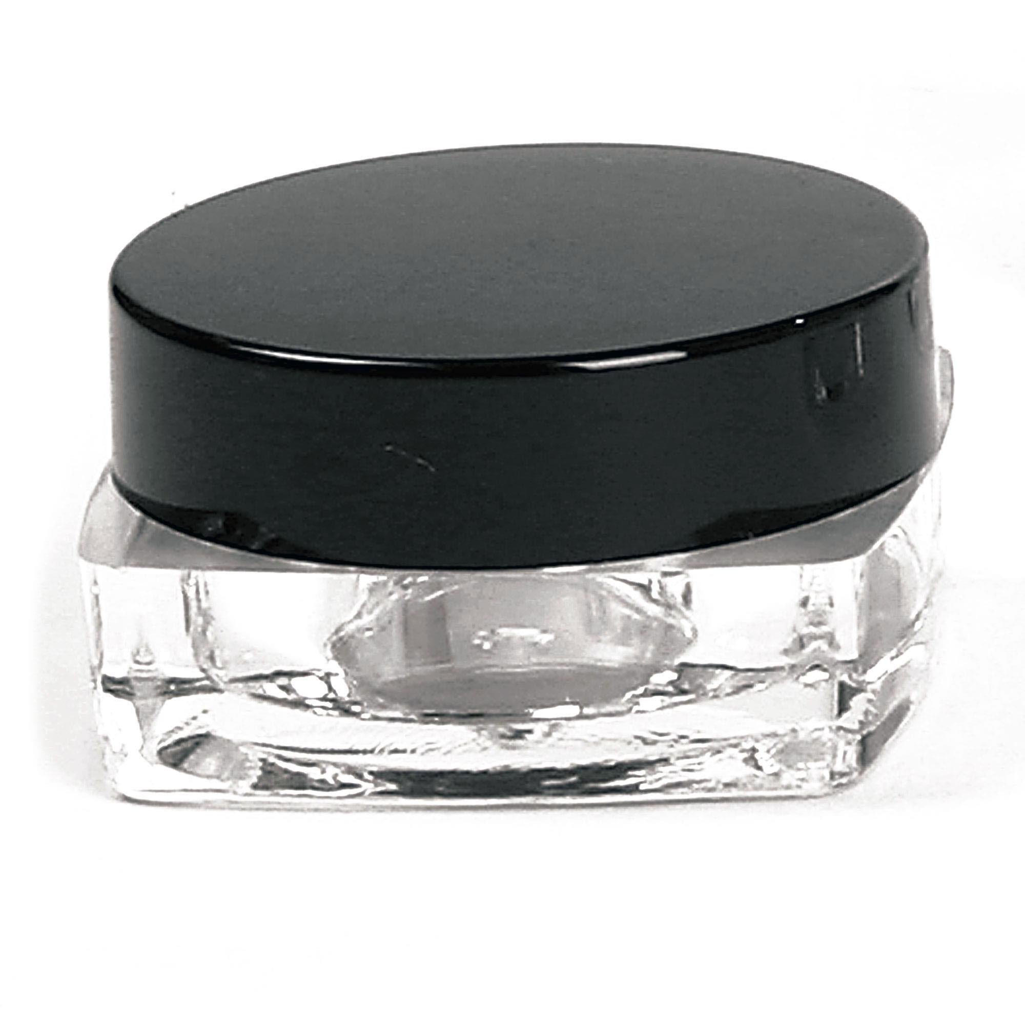 Clear Square Amenity Jar with Black Lid - 0.18 oz (25 Count) - Perfect for Hotels, Spas, and Travel-Sized Toiletries